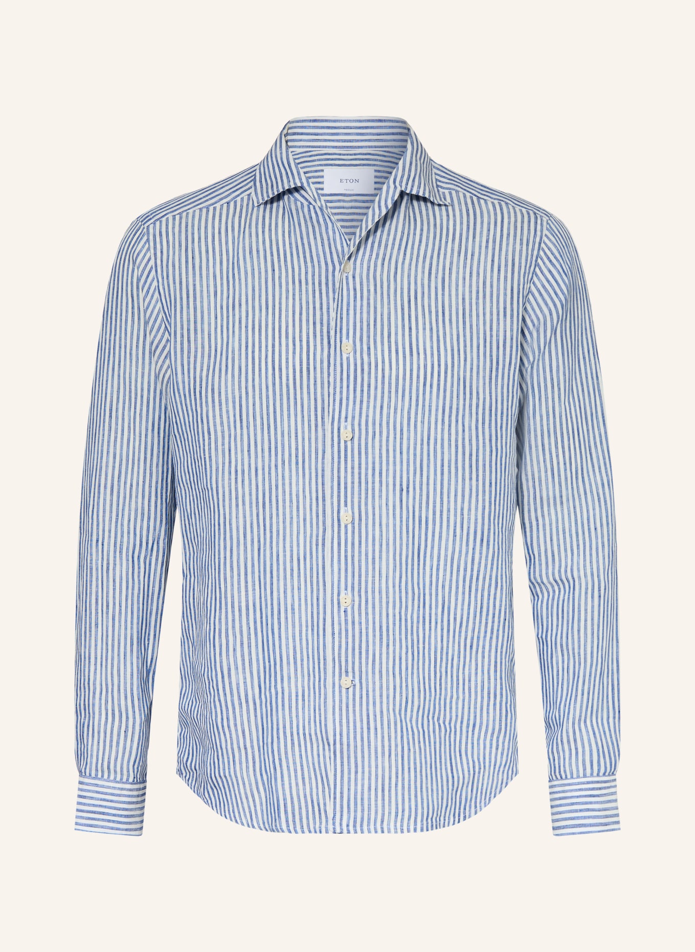 ETON Chemise en lin coupe classique: BLEU FONCÉ / BLANC