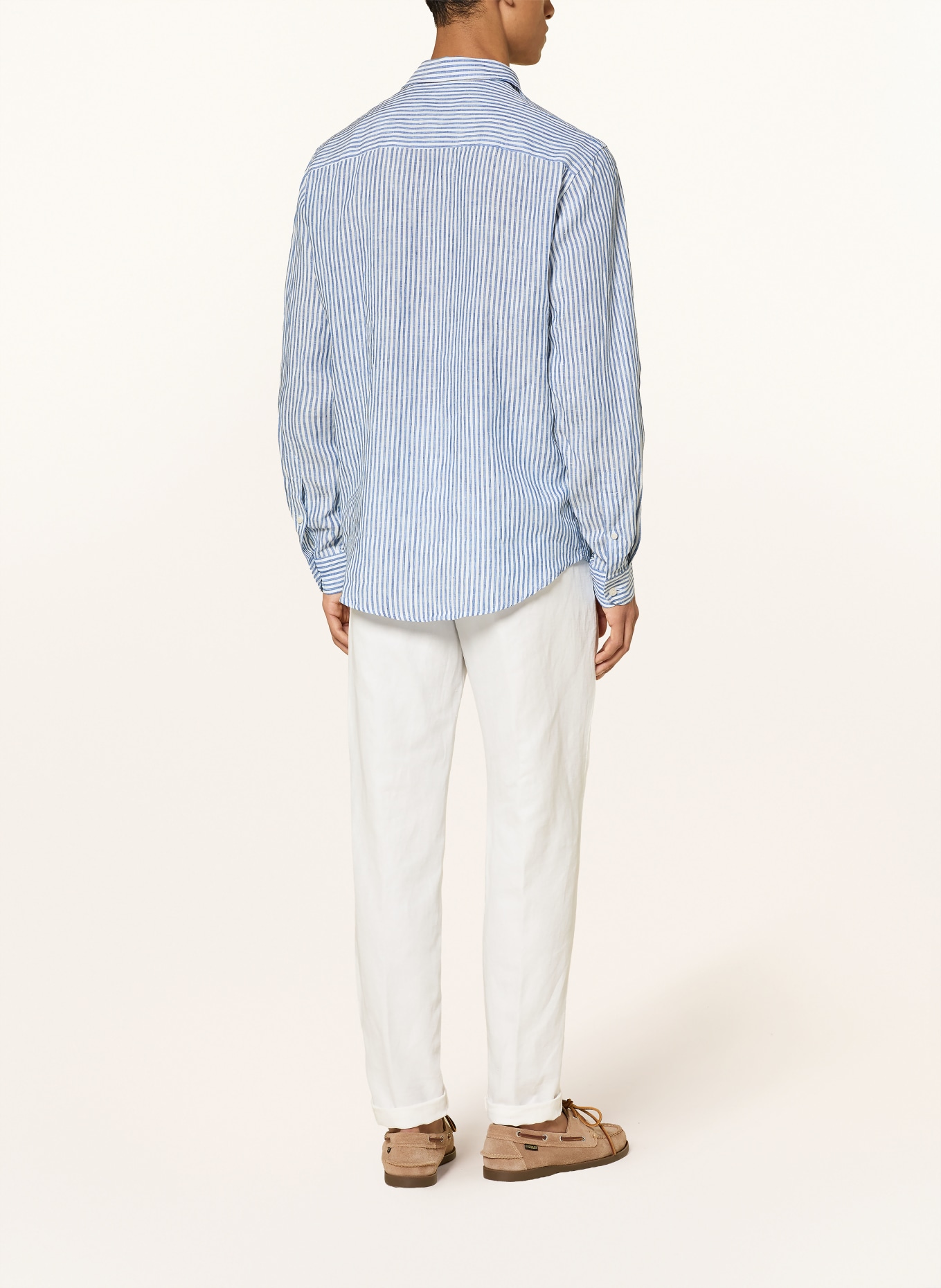 ETON Chemise en lin coupe classique: BLEU FONCÉ / BLANC