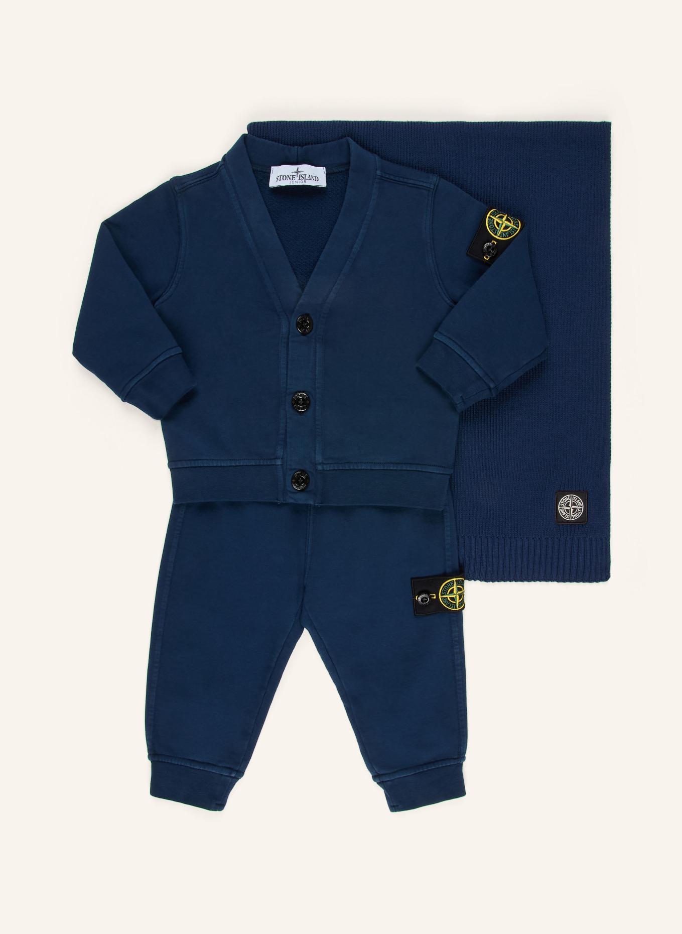 STONE ISLAND JUNIOR Zestaw: bluza, spodnie i szalik: GRANATOWY