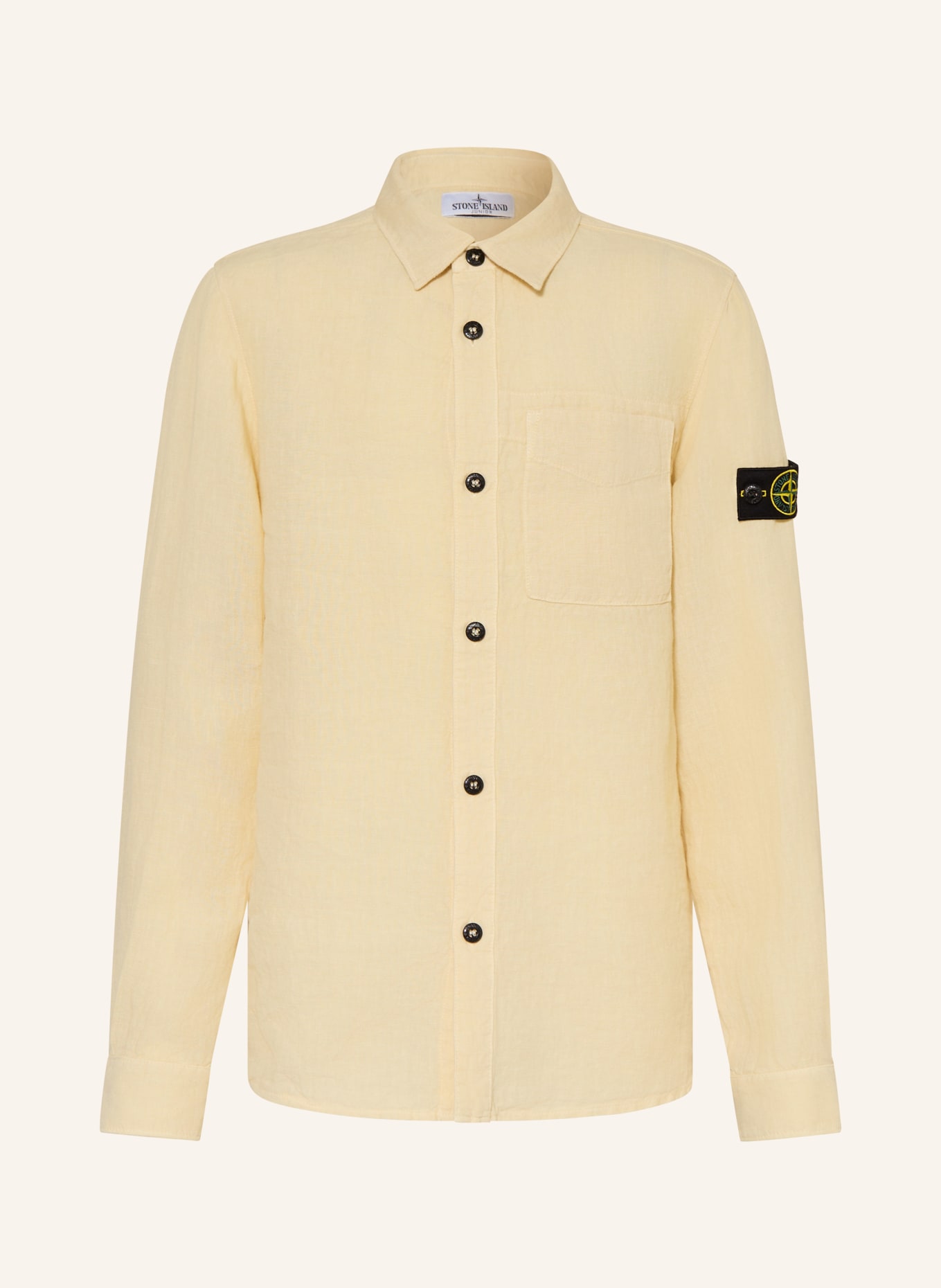 STONE ISLAND JUNIOR linen shirt: BEIGE / YELLOW / BLACK