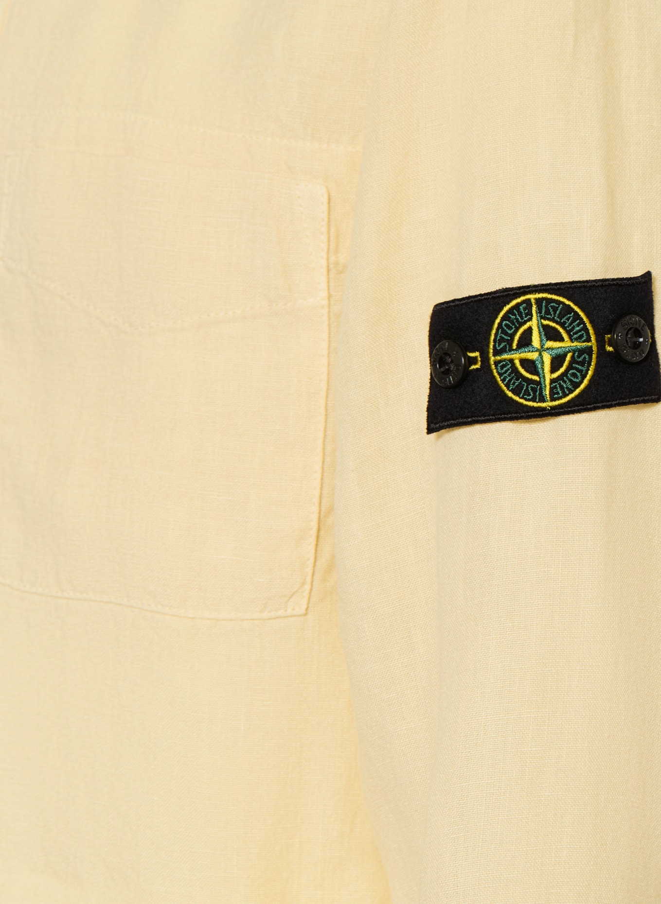 STONE ISLAND JUNIOR linen shirt: BEIGE / YELLOW / BLACK