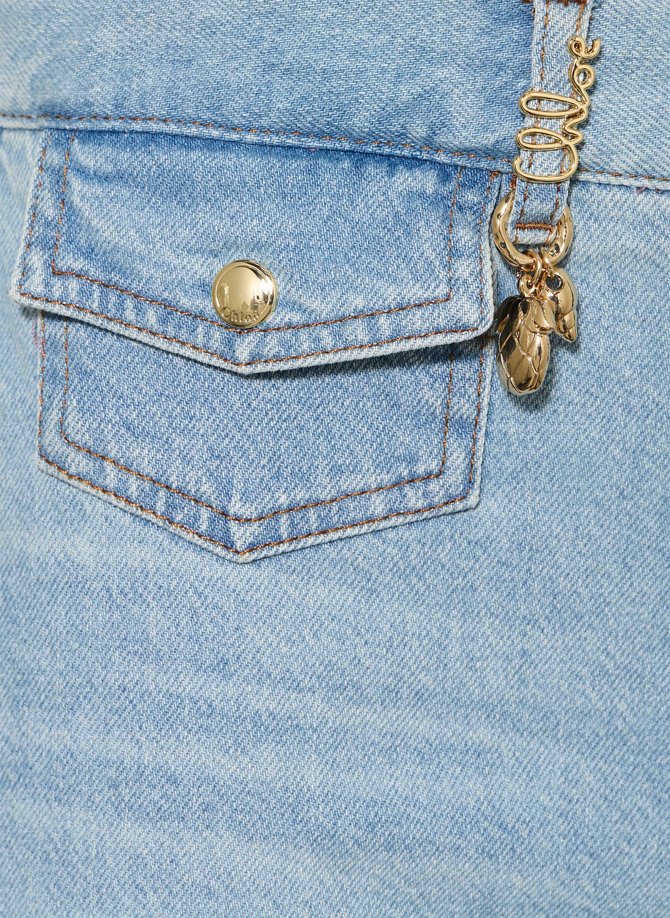 Chloé jupe en jean: BLEU CLAIR / OR
