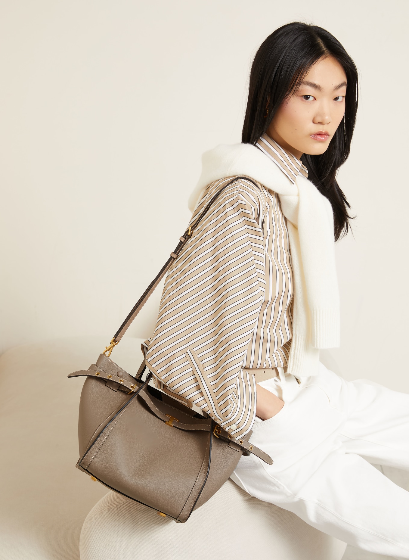 TOD'S Shopper TIM SMALL: CAMEL / GOLD