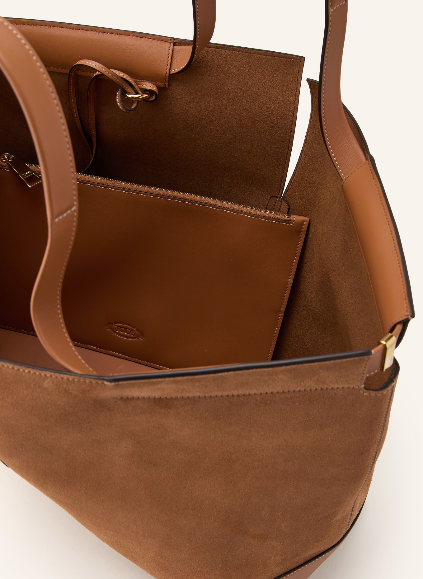 TOD'S Shopper mit Pouch: COGNAC / GOLD