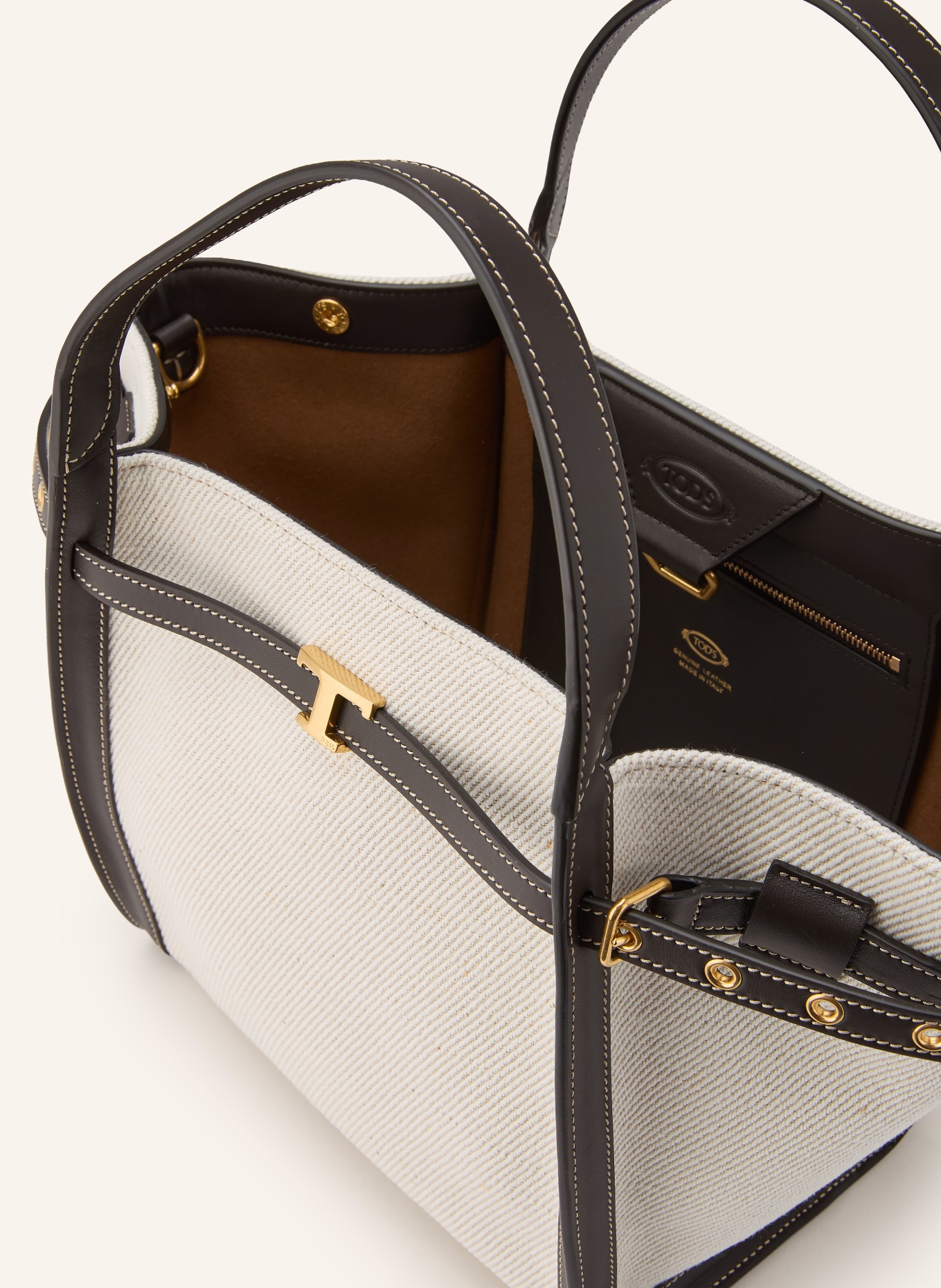 TOD'S Handtasche: WEISS / GOLD / SCHWARZ