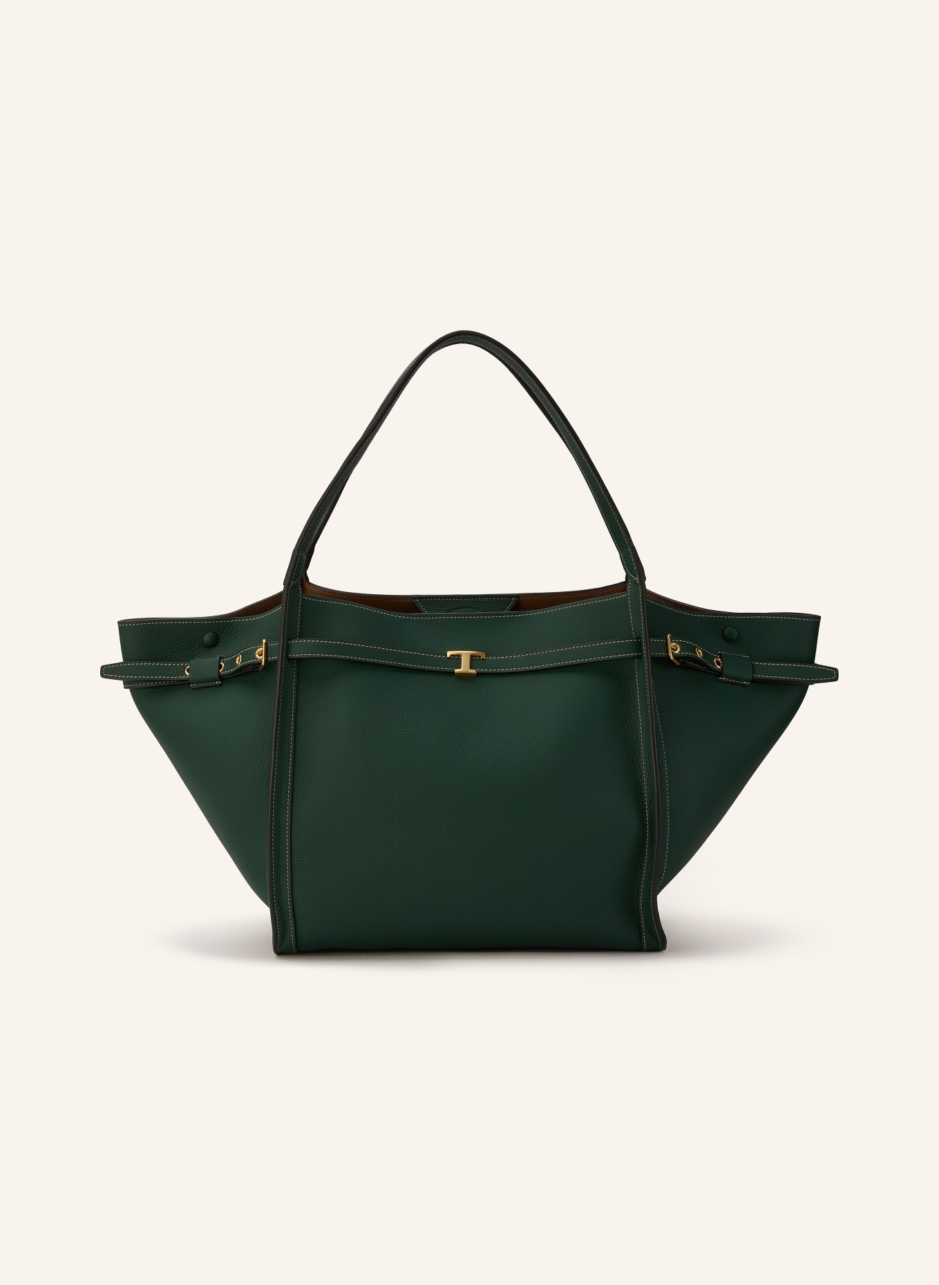 TOD'S Boodschappentas MEDIUM: DONKERGROEN / GOUD
