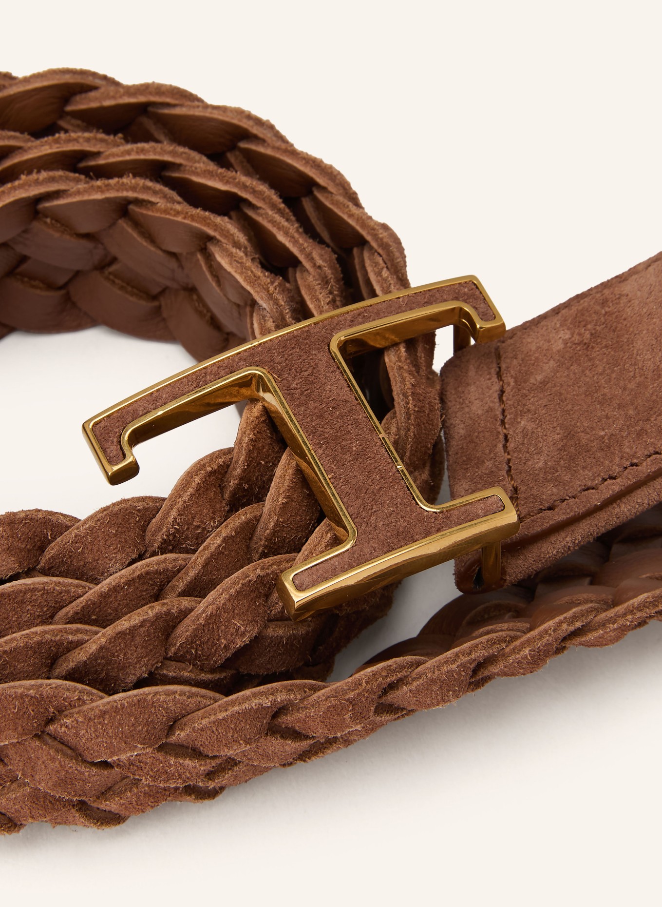 TOD'S Ceinture tressée en cuir: MARRON / OR