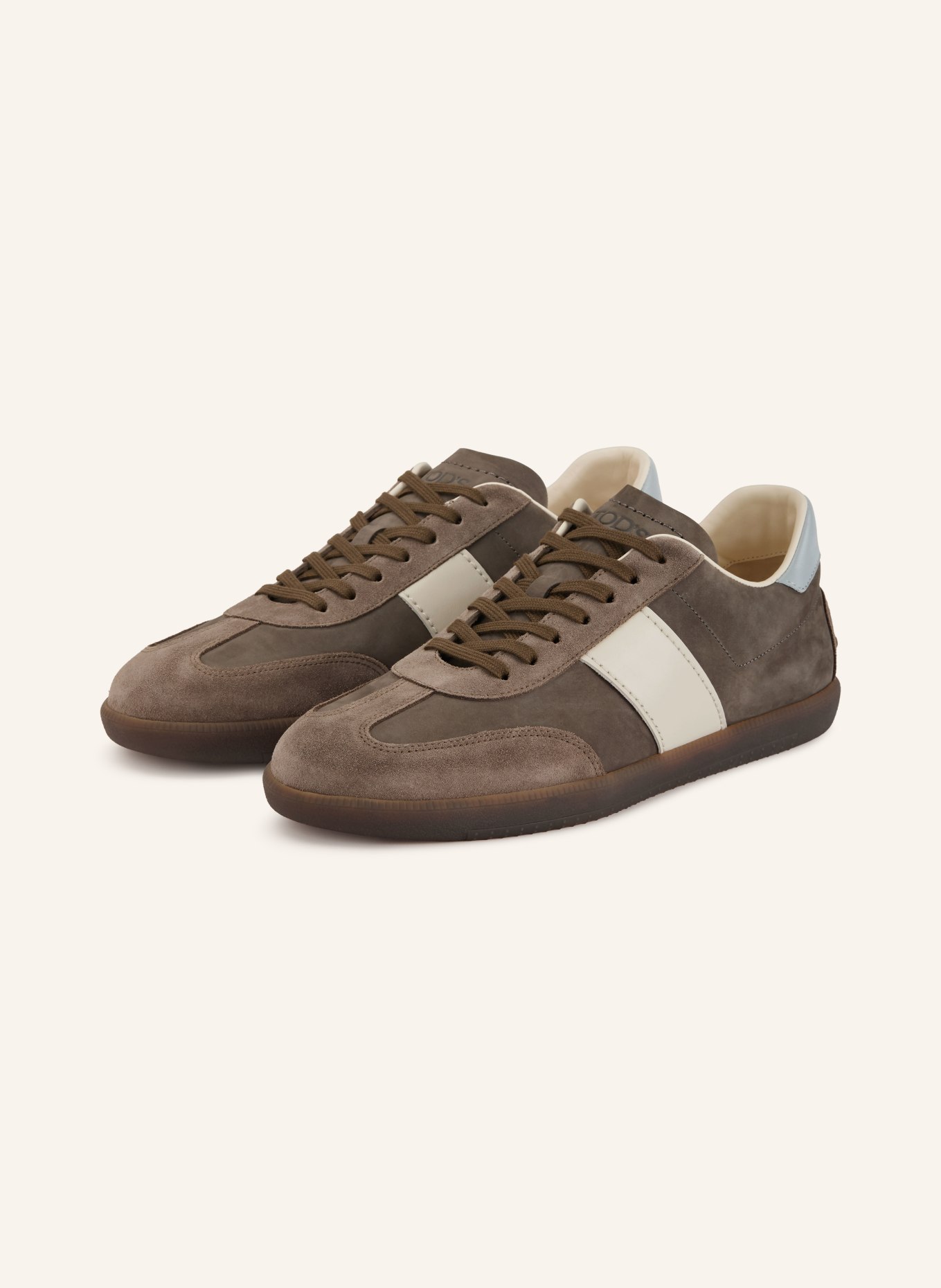 TOD'S Sneaker: GRAU / DUNKELBRAUN / WEISS