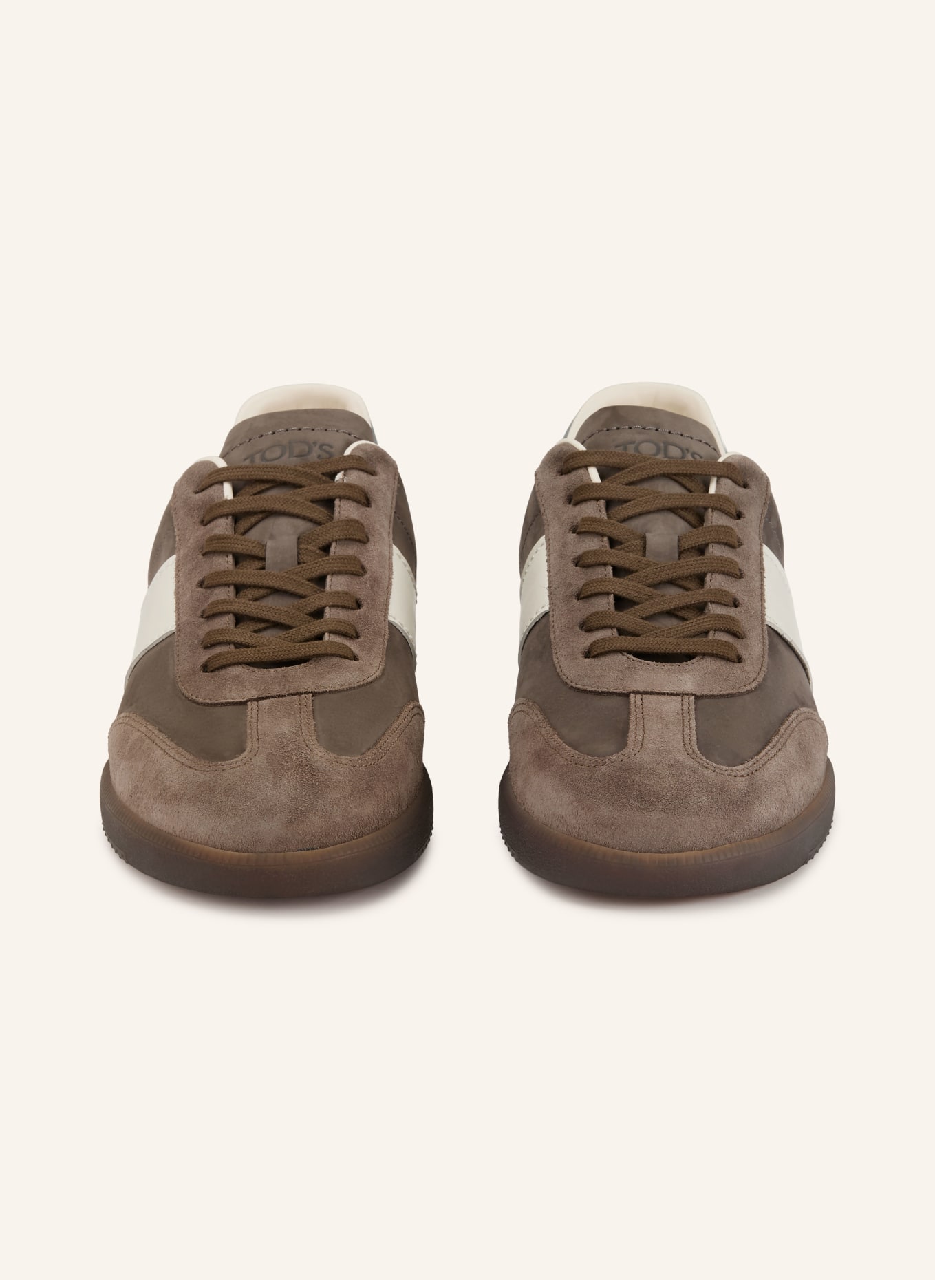 TOD'S Sneaker: GRAU / DUNKELBRAUN / WEISS