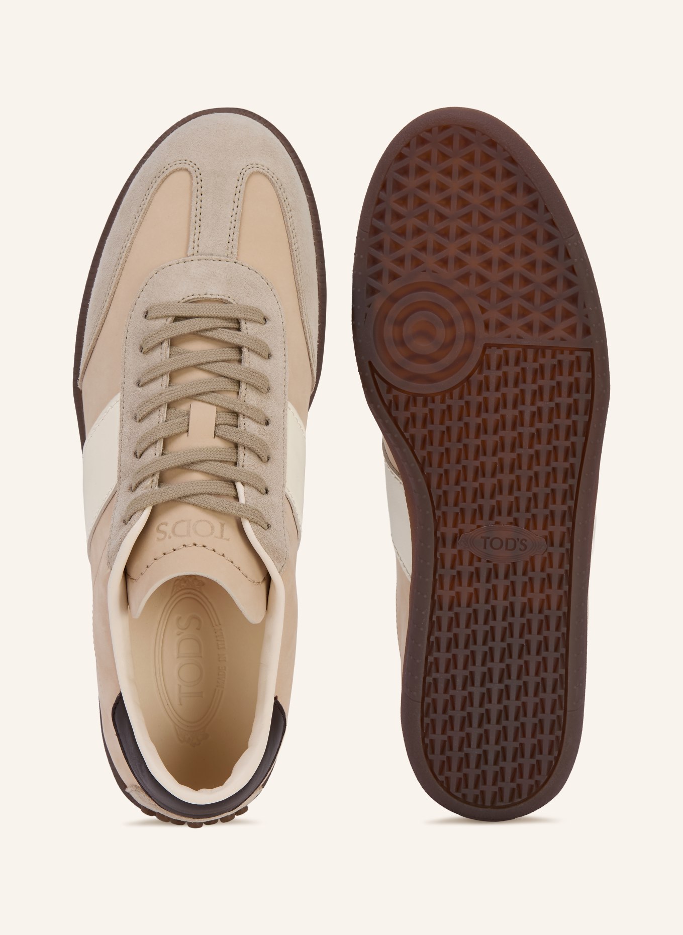 TOD'S baskets: BEIGE / MARRON FONCÉ / BLANC