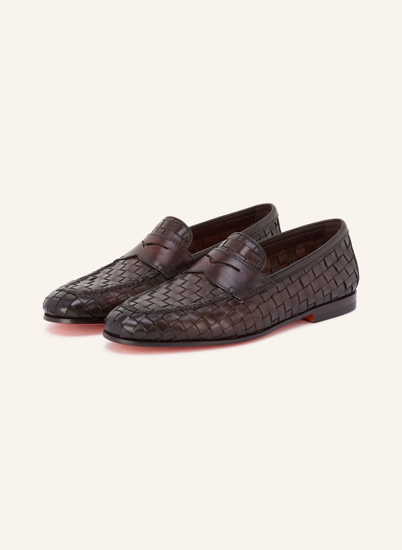 Santoni Penny-loafer DOOR: MARRON FONCÉ