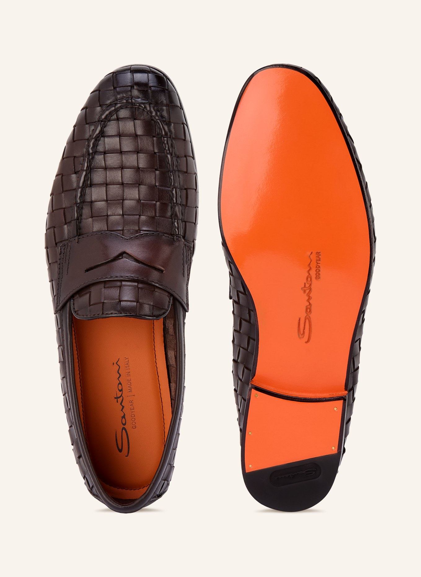Santoni Penny-loafer DOOR: MARRON FONCÉ