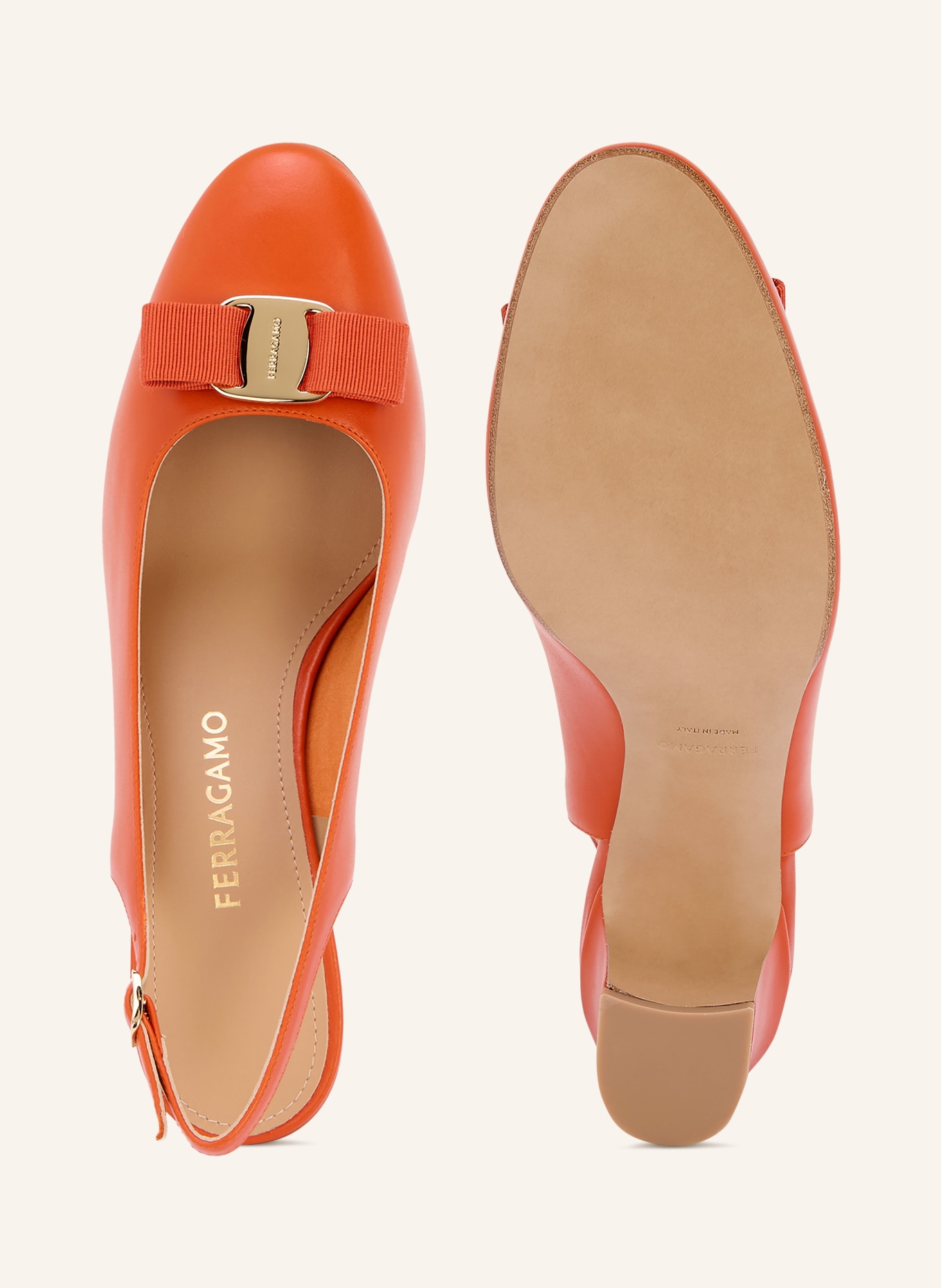 FERRAGAMO Lodičky NEW VARA: TMAVĚ ORANŽOVÁ