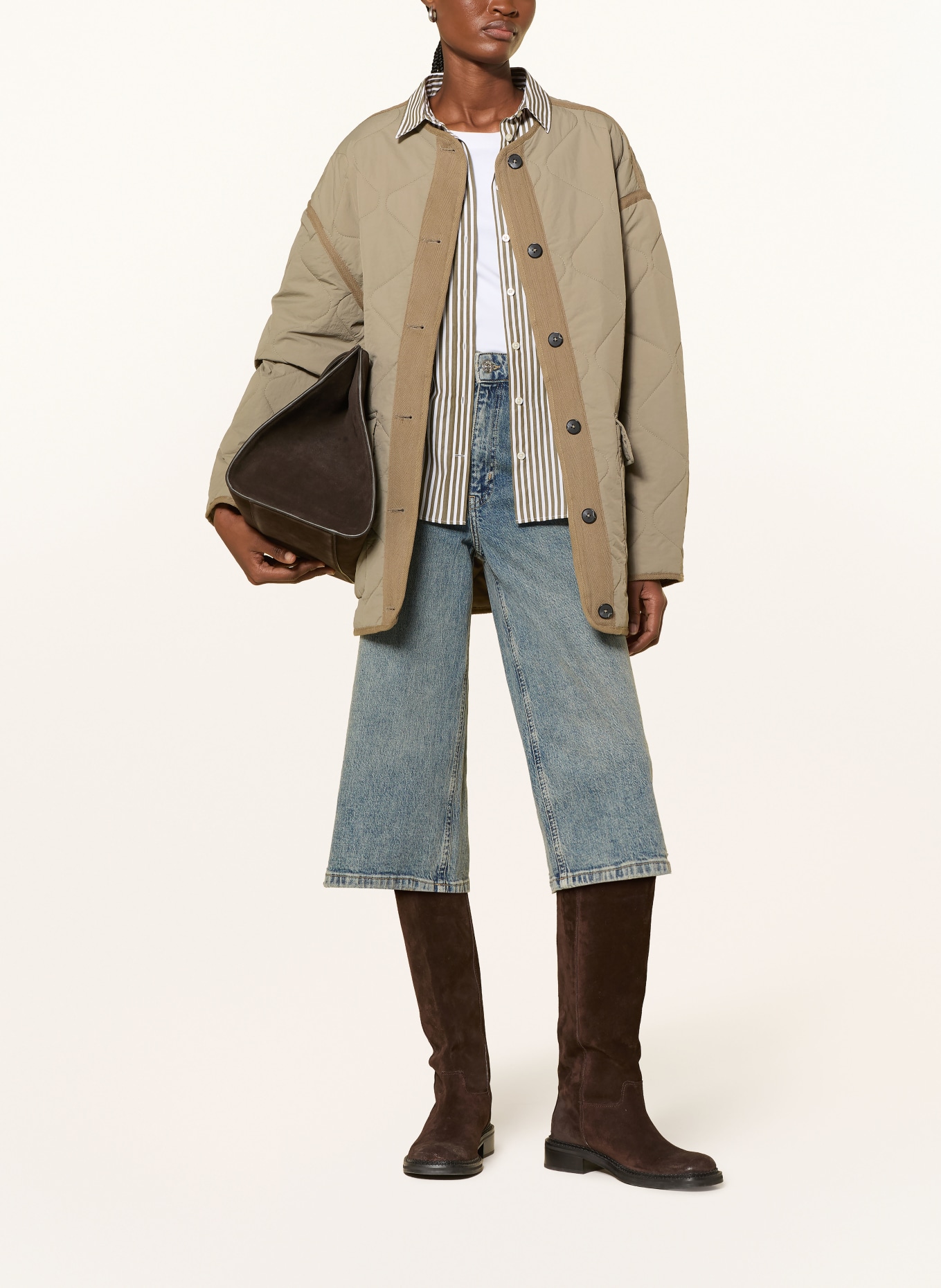 WITHBLACK Prošívaná bunda SANDY: OLIVOVÁ