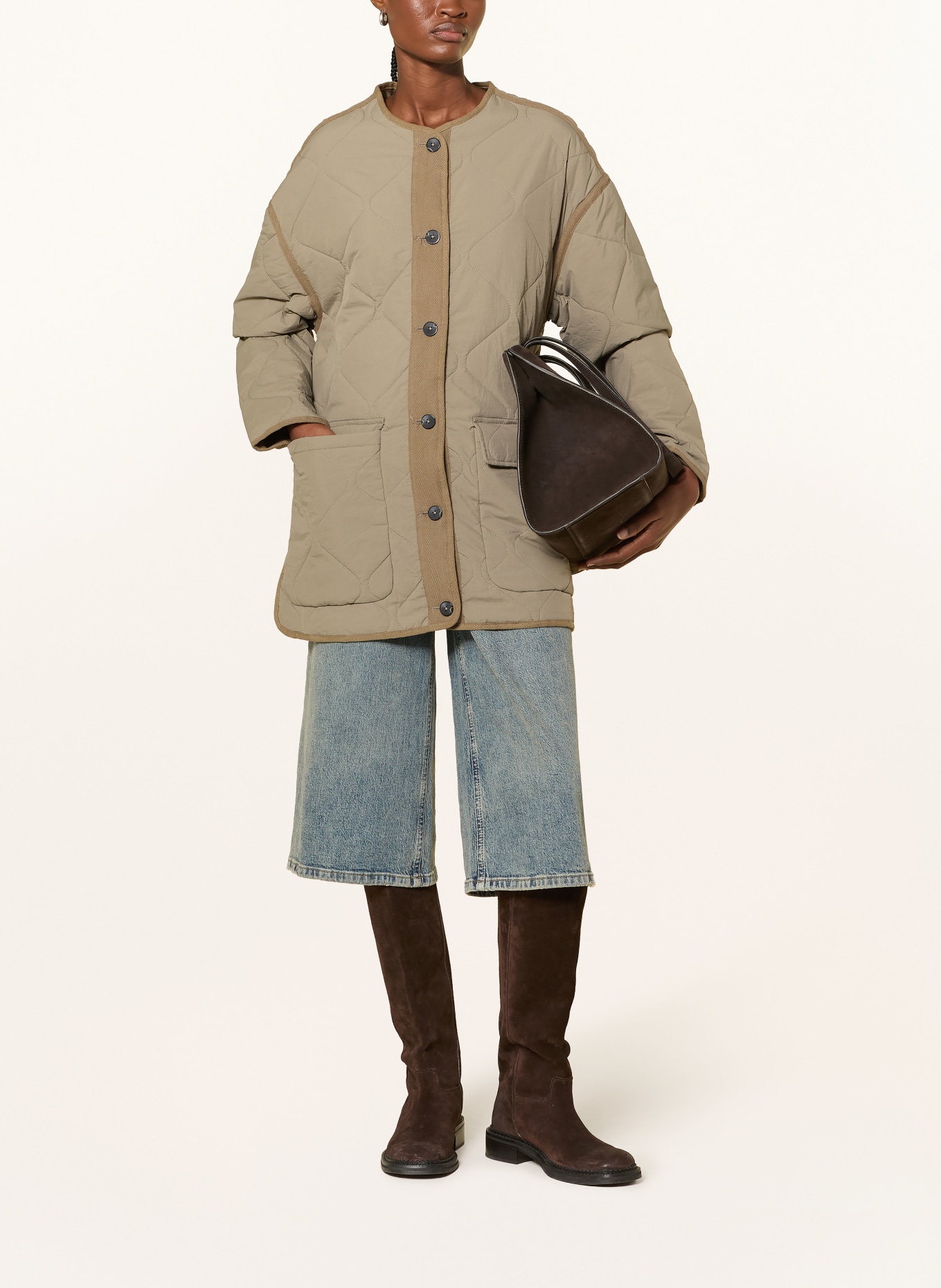 WITHBLACK Prošívaná bunda SANDY: OLIVOVÁ