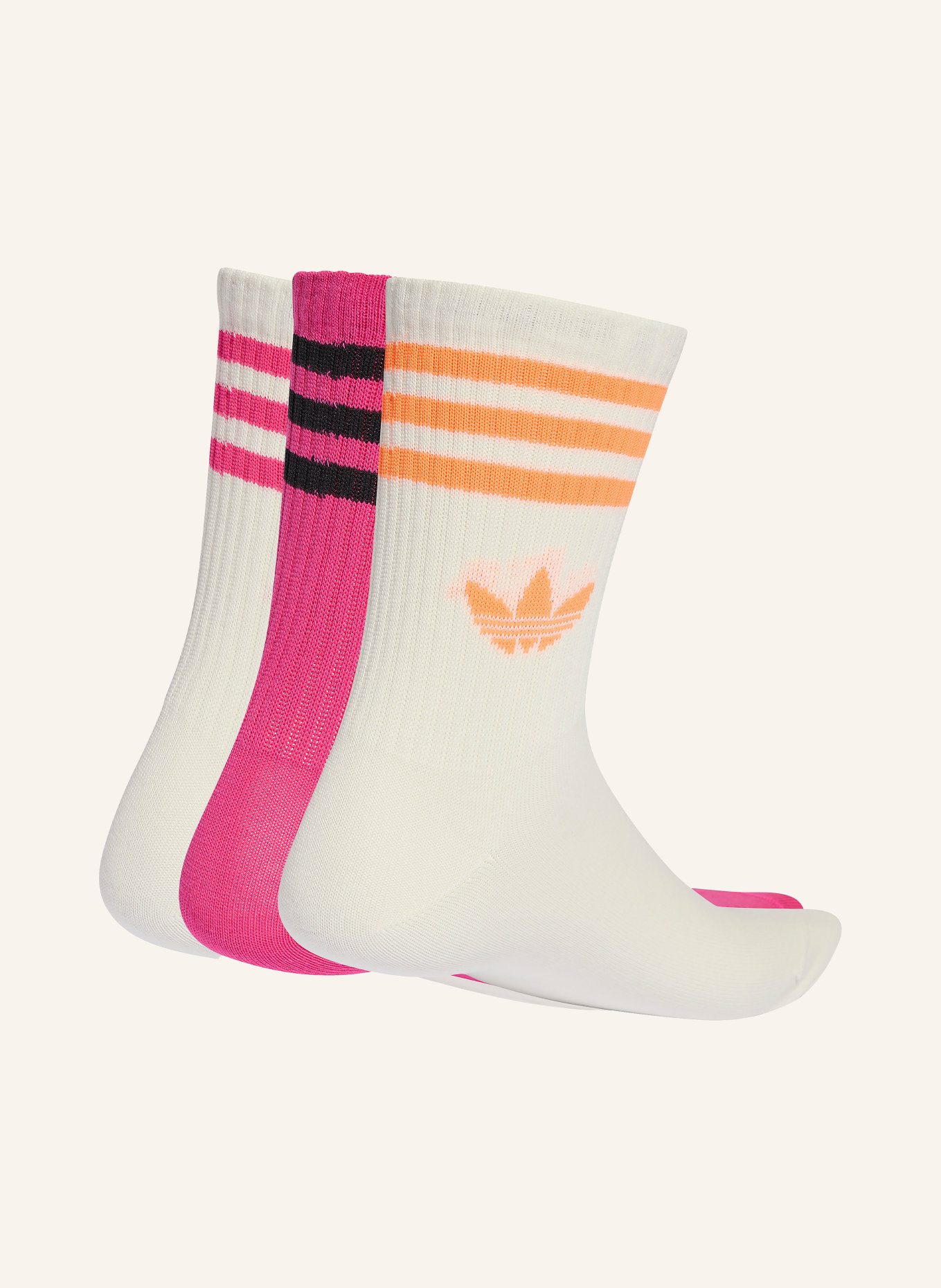 adidas Originals 3er-Pack Socken 3-STREIFEN CREW: ECRU / PINK / SCHWARZ