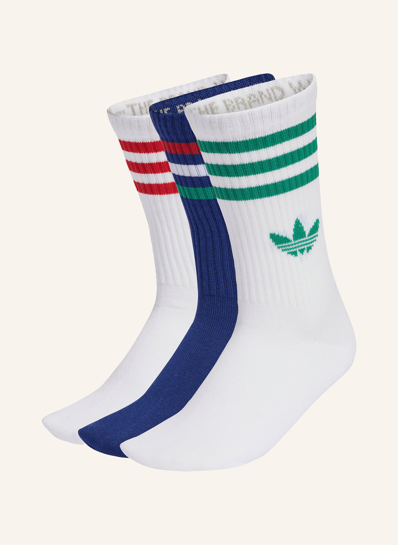 adidas Originals 3er-Pack Socken 3-STREIFEN CREW: WEISS / BLAUGRAU