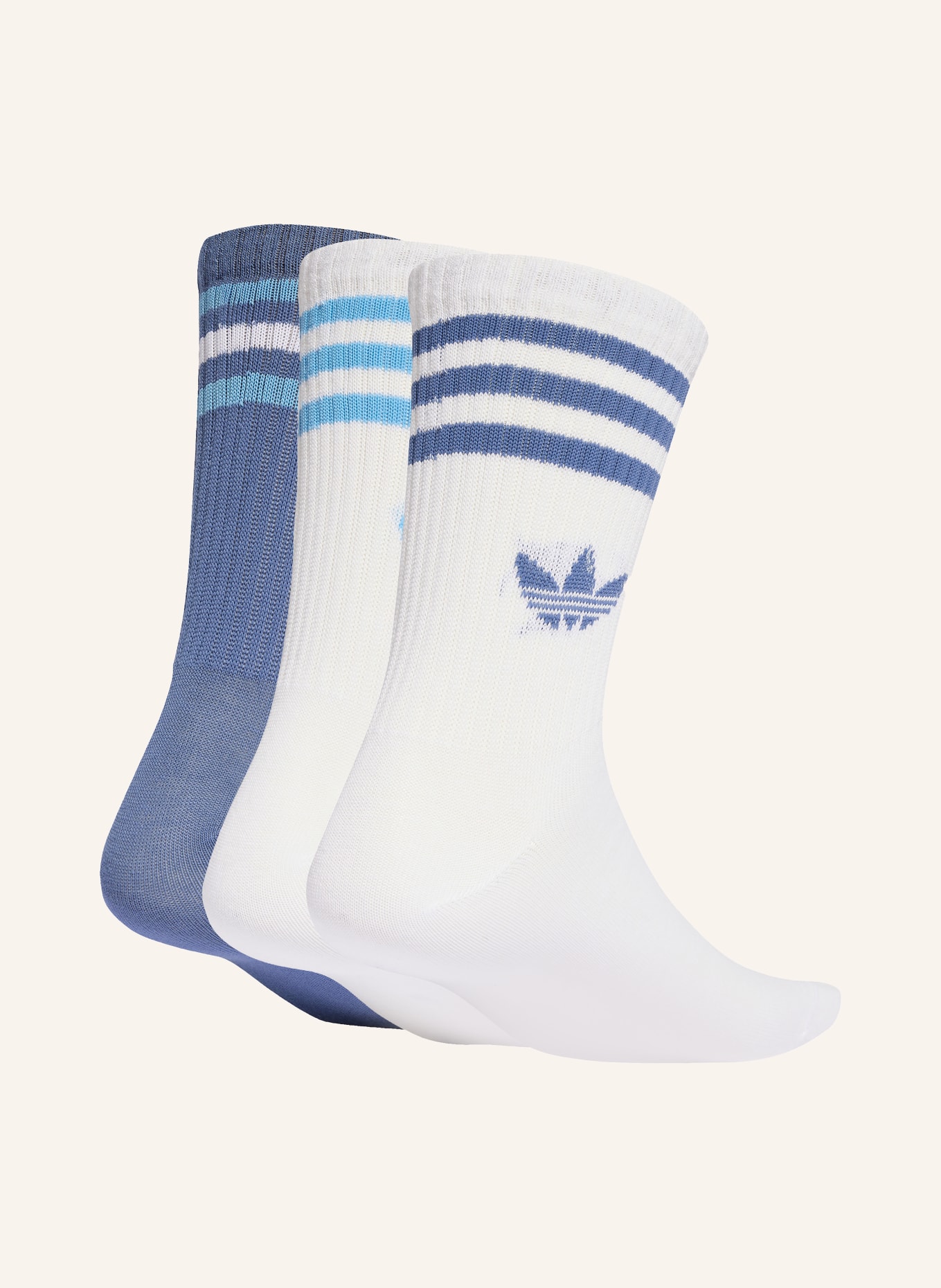 adidas Originals 3-pack sokken 3-STREIFEN CREW: WIT / BLAUWGRIJS