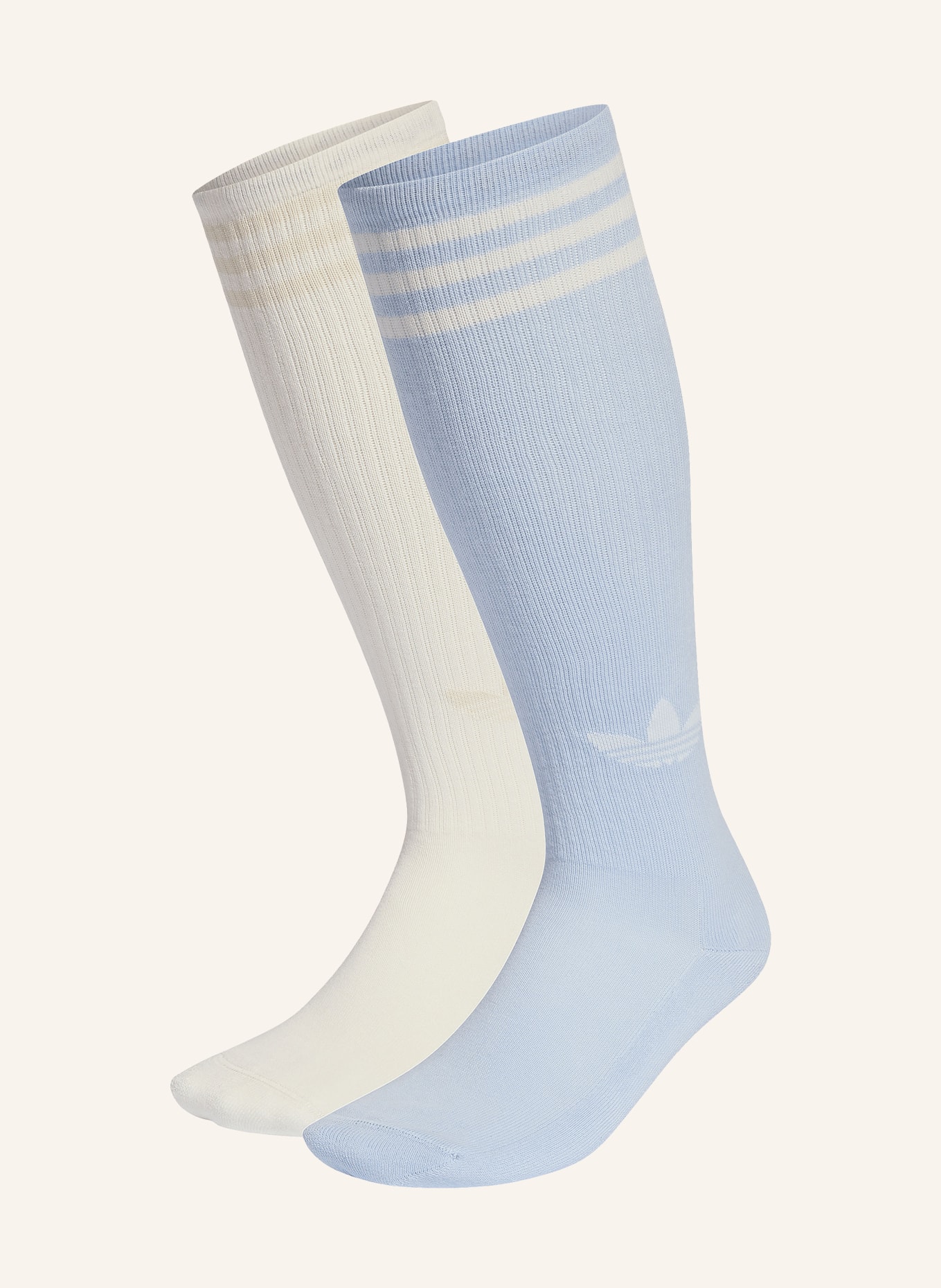 adidas Originals 2er-Pack Kniestrümpfe 3-STREIFEN: HELLBLAU / ECRU