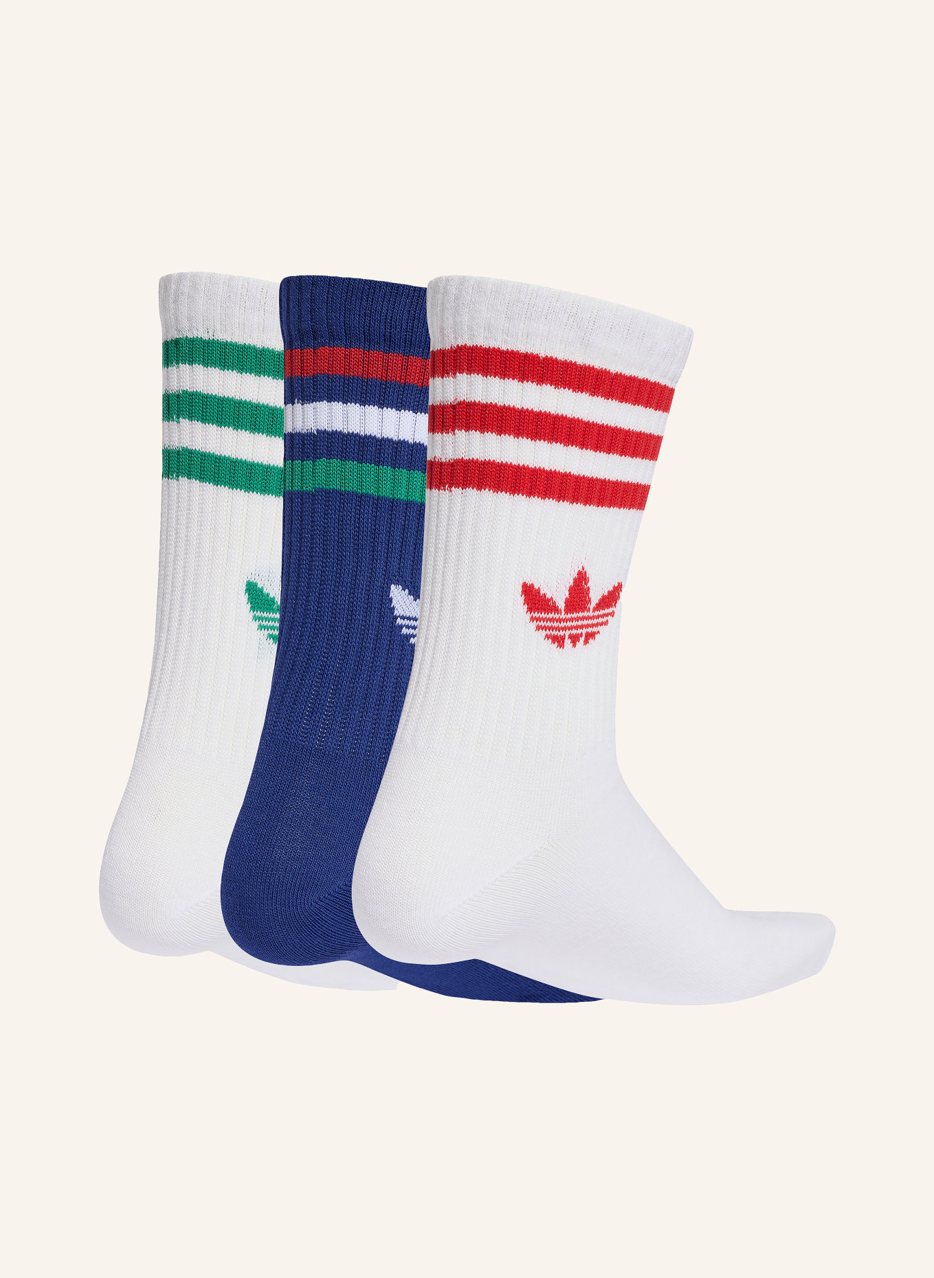 adidas Originals 3-pack sokken 3-STREIFEN CREW: WIT / ROOD / DONKERBLAUW
