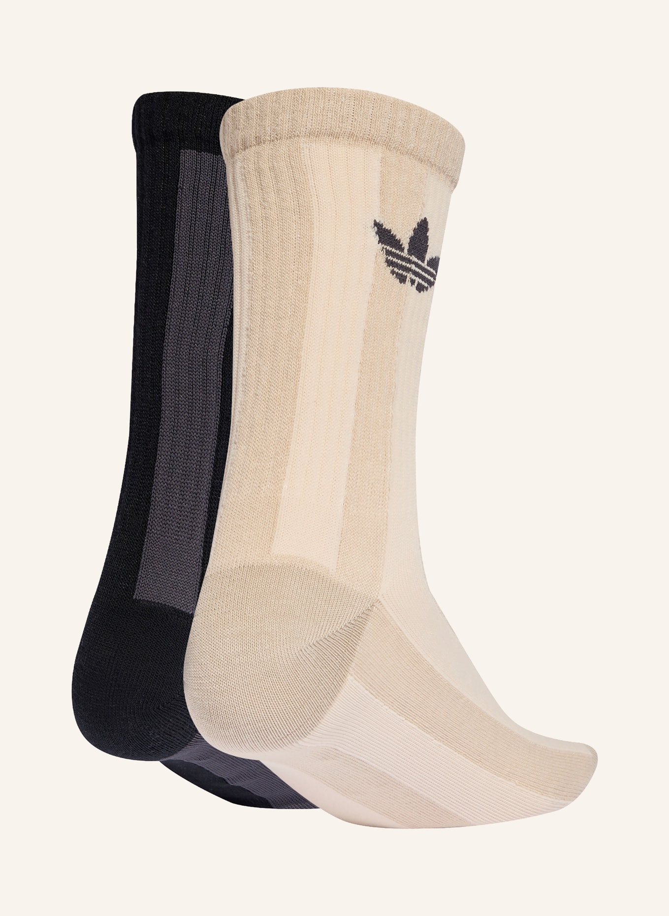 adidas Originals 2er-Pack Socken STRIPED CREW: BEIGE / GRAU / SCHWARZ