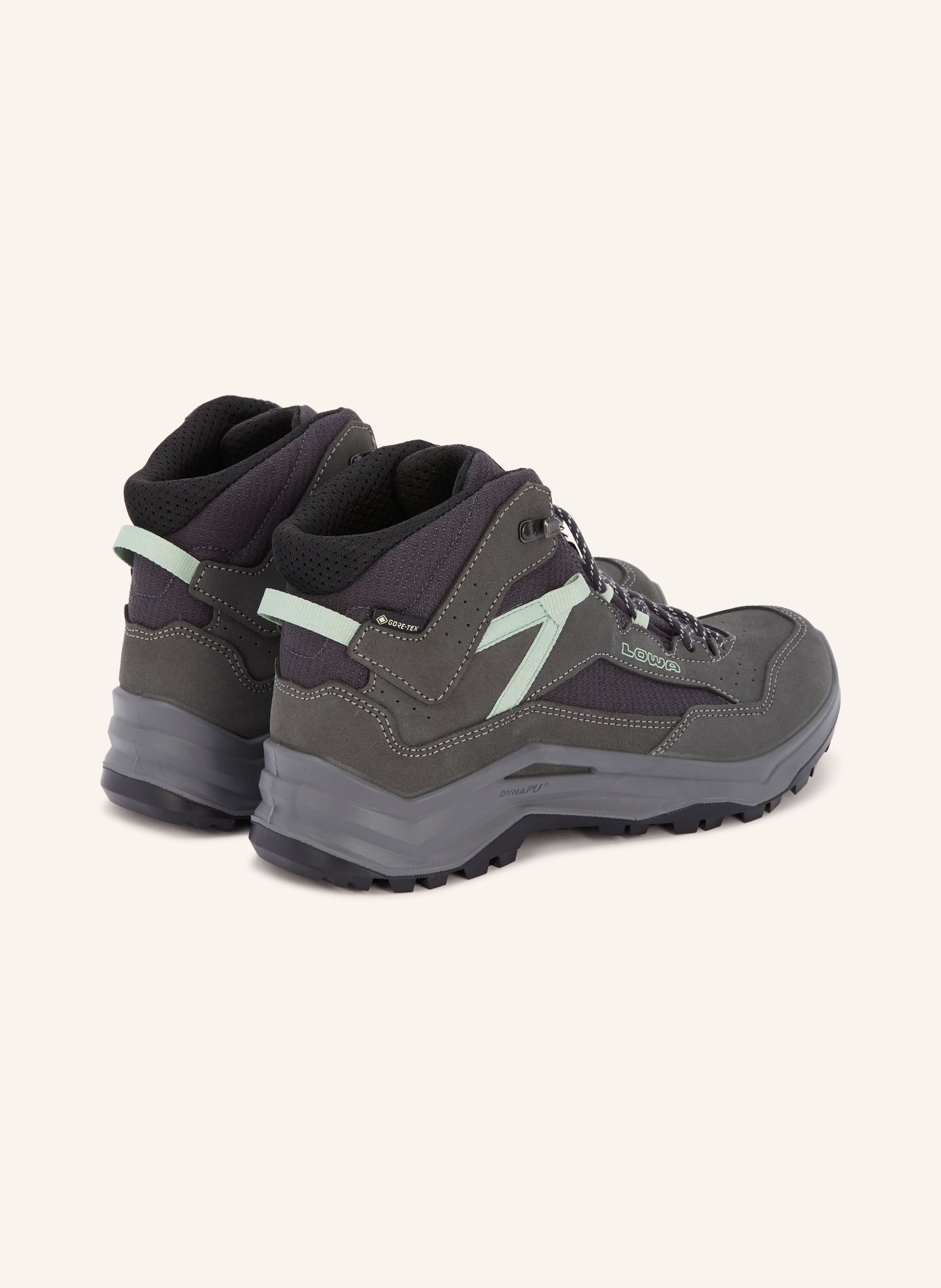 LOWA Wanderschuhe VENTIERRA GTX QC: DUNKELGRAU / TAUPE / NEONTÜRKIS