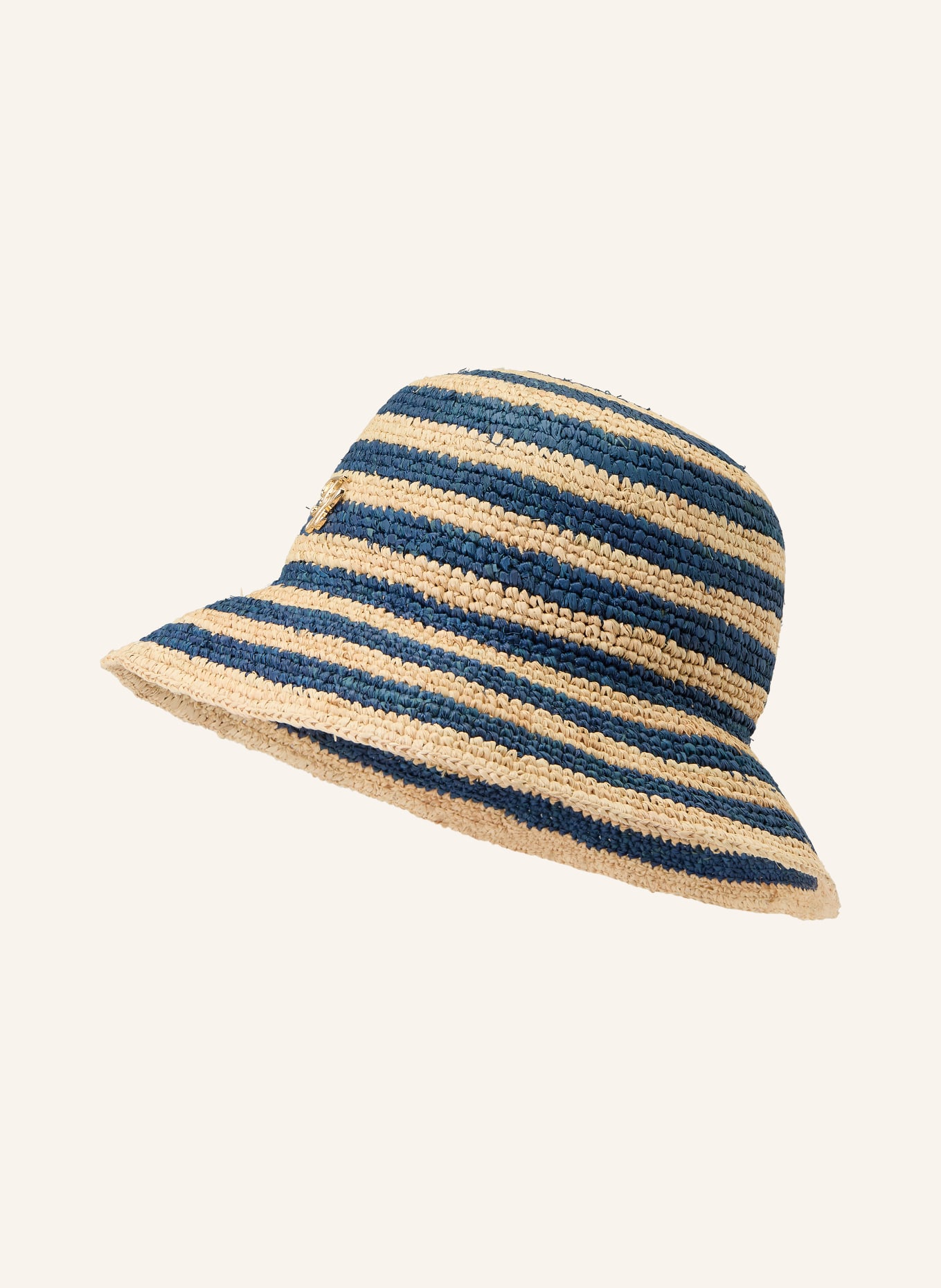 TOMMY HILFIGER Strohhut: DUNKELBLAU / CREME