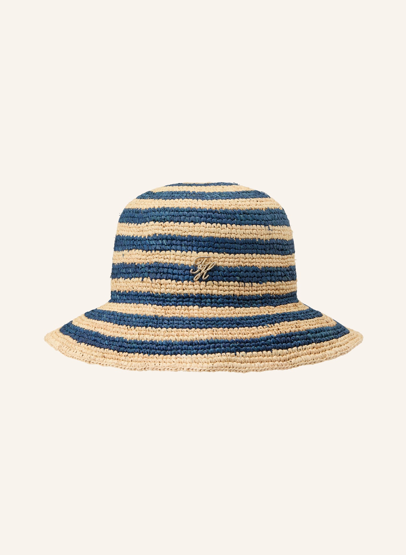 TOMMY HILFIGER Strohhut: DUNKELBLAU / CREME