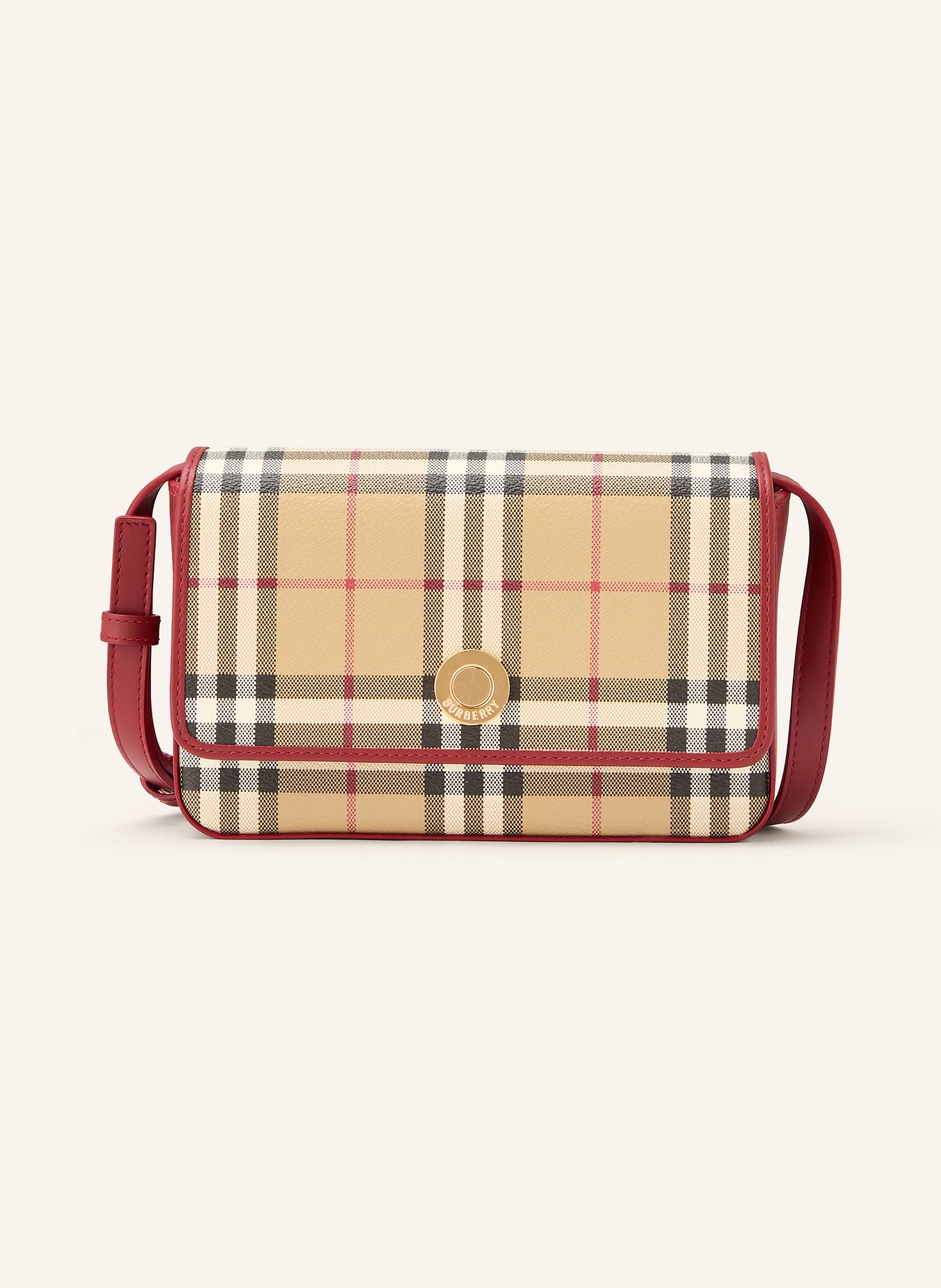 BURBERRY Schoudertas HAMPSHIRE: BEIGE / DONKERROOD / ZWART