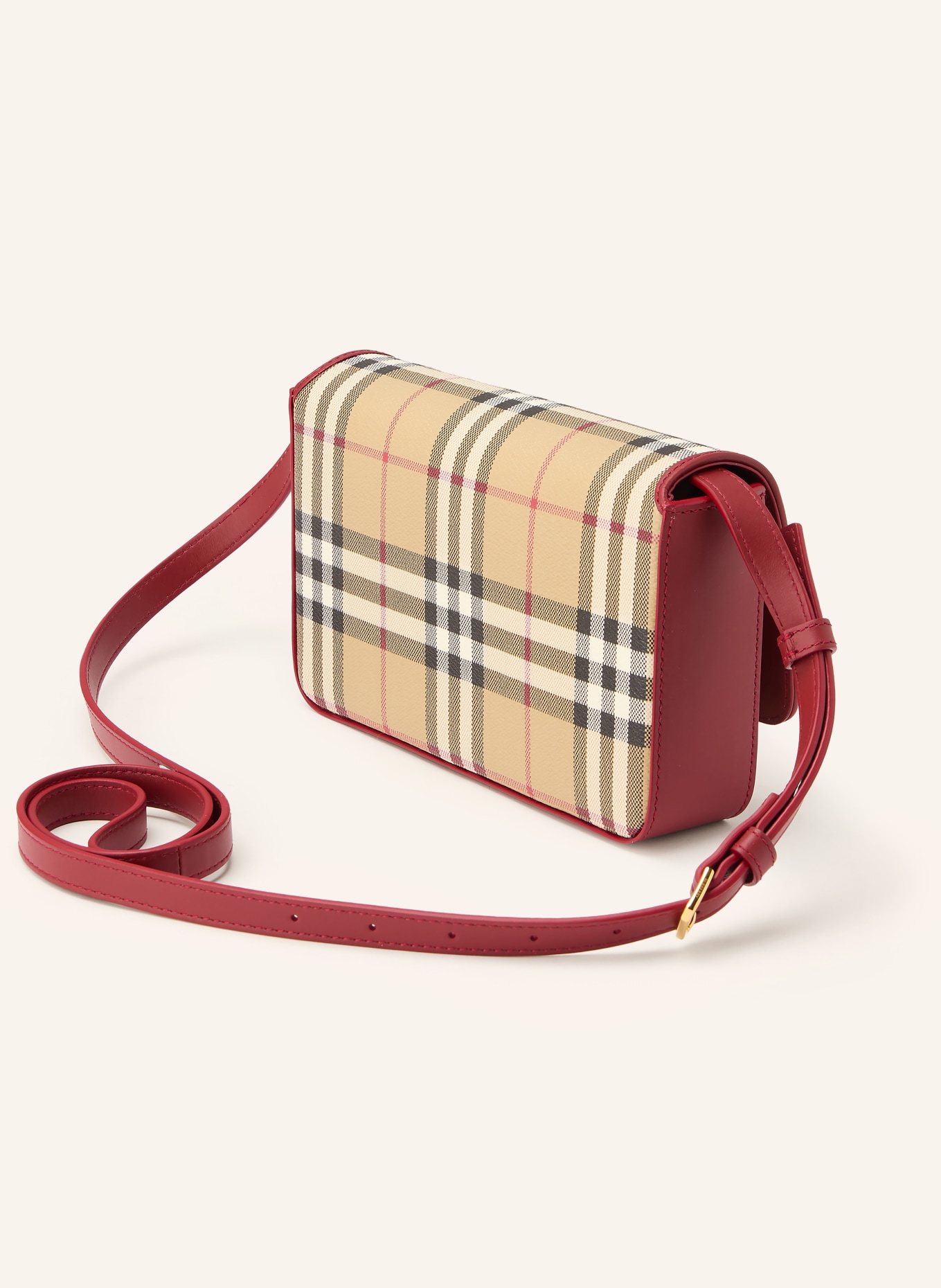 BURBERRY Schoudertas HAMPSHIRE: BEIGE / DONKERROOD / ZWART
