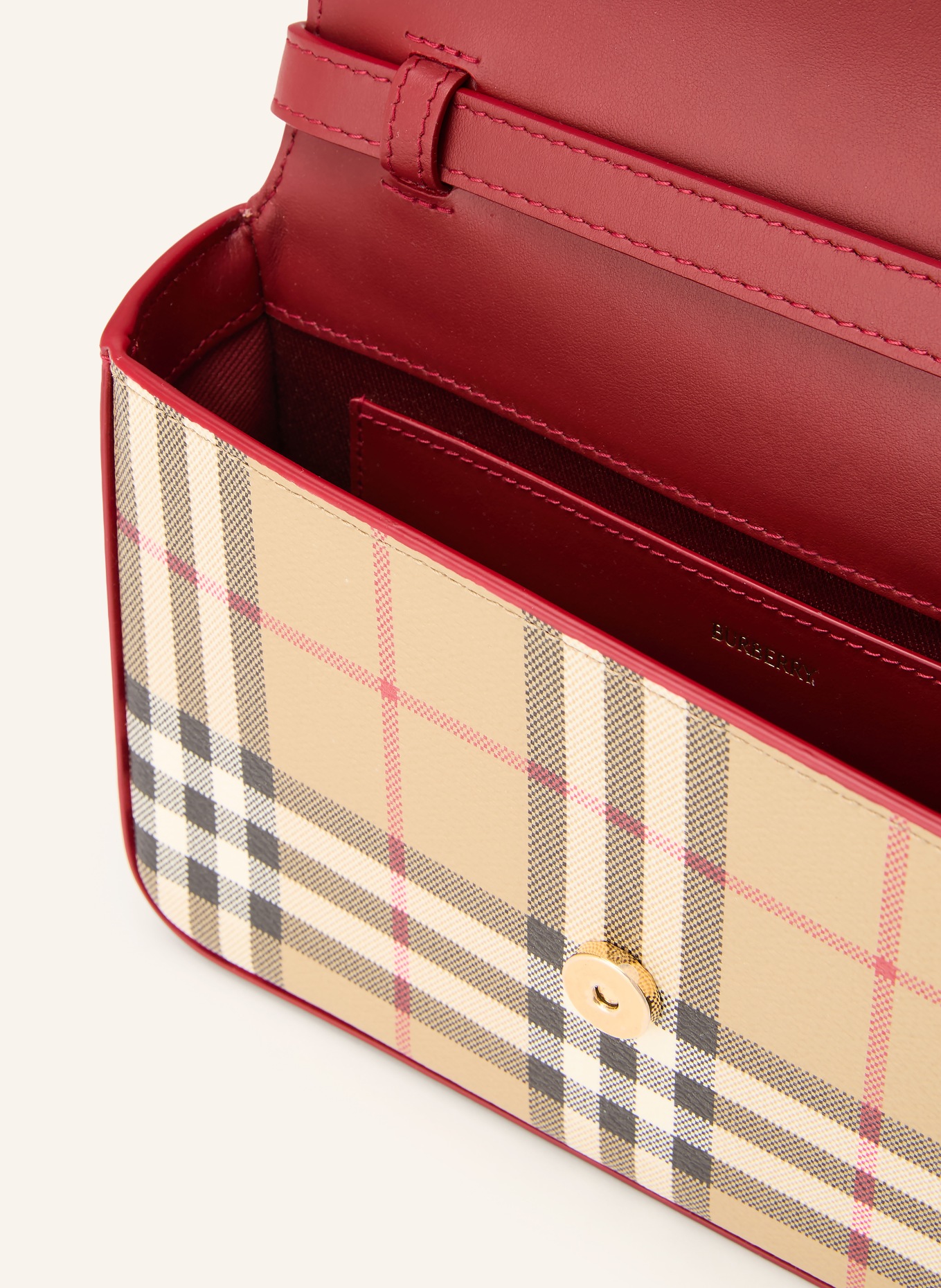 BURBERRY Schoudertas HAMPSHIRE: BEIGE / DONKERROOD / ZWART