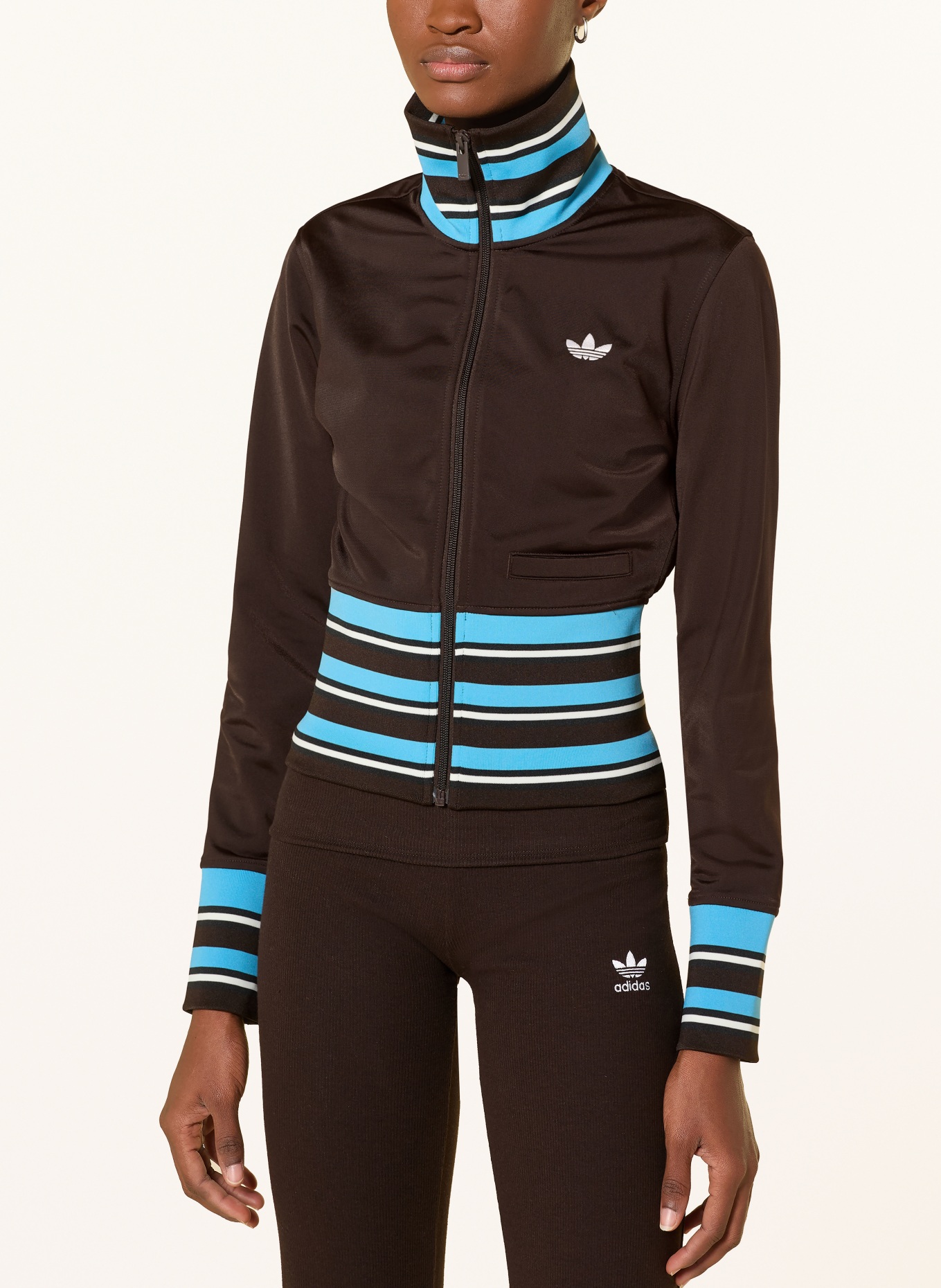 adidas Originals Sweatjacke VINTAGE TT: DUNKELBRAUN / BLAU / WEISS