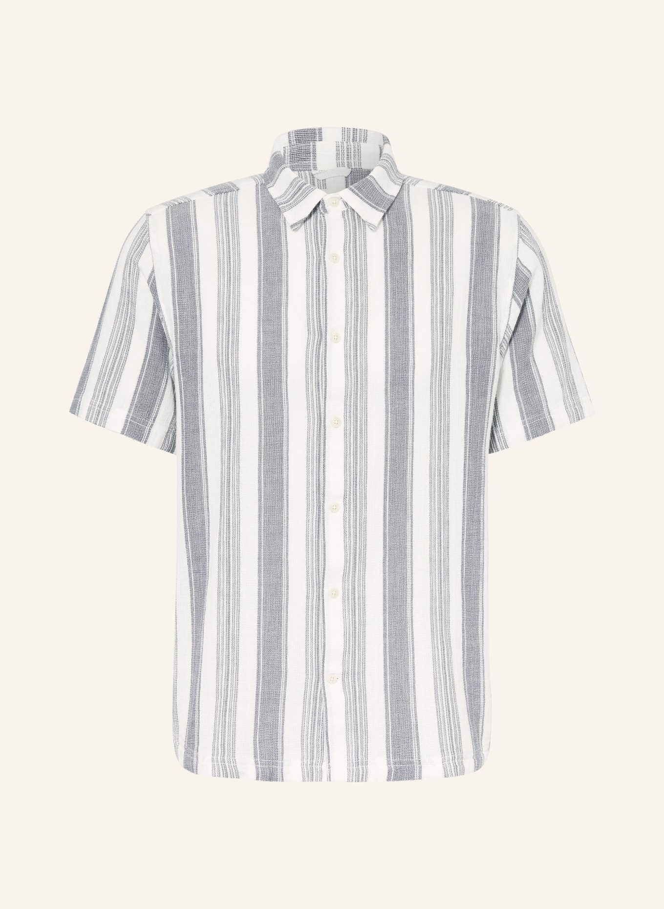 KnowledgeCotton Apparel Koszula z krótkim rękawem: BIAŁY / NIEBIESKI