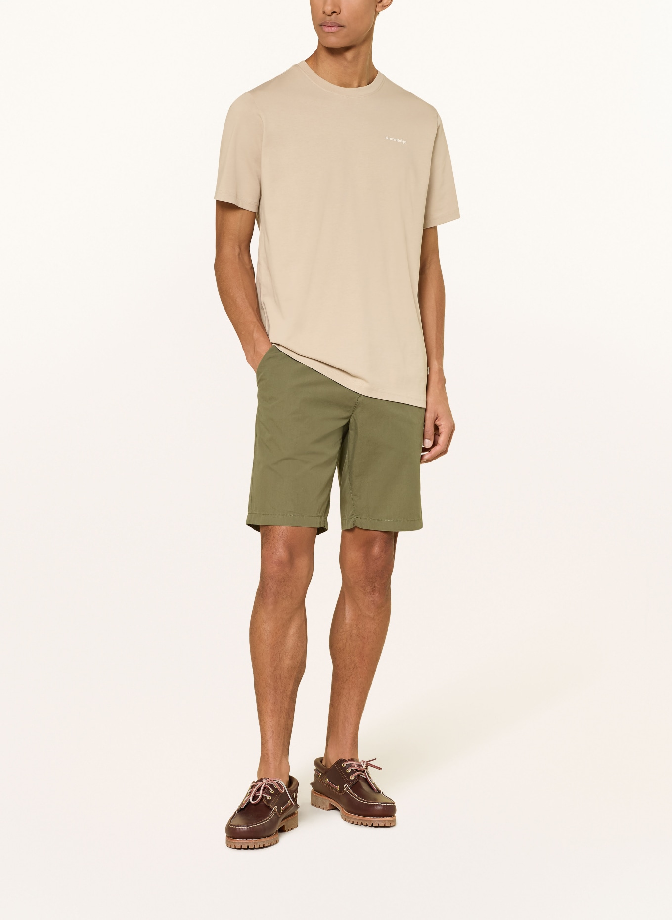 KnowledgeCotton Apparel FIG Loose Fit Shorts: OLIVE