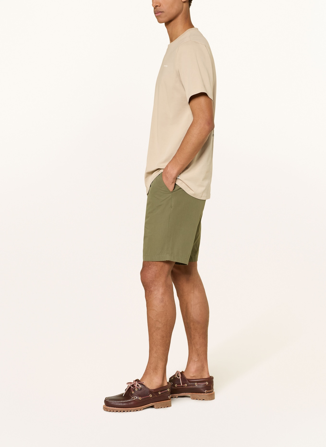 KnowledgeCotton Apparel FIG Loose Fit Shorts: OLIVE