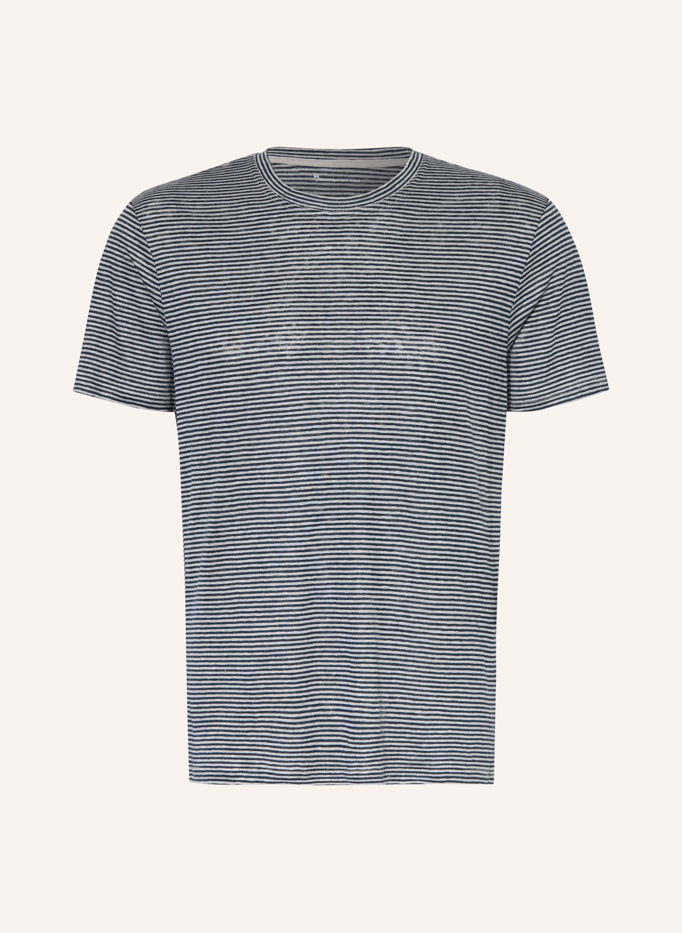 KnowledgeCotton Apparel Linnen T-shirt: DONKERBLAUW / GRIJS