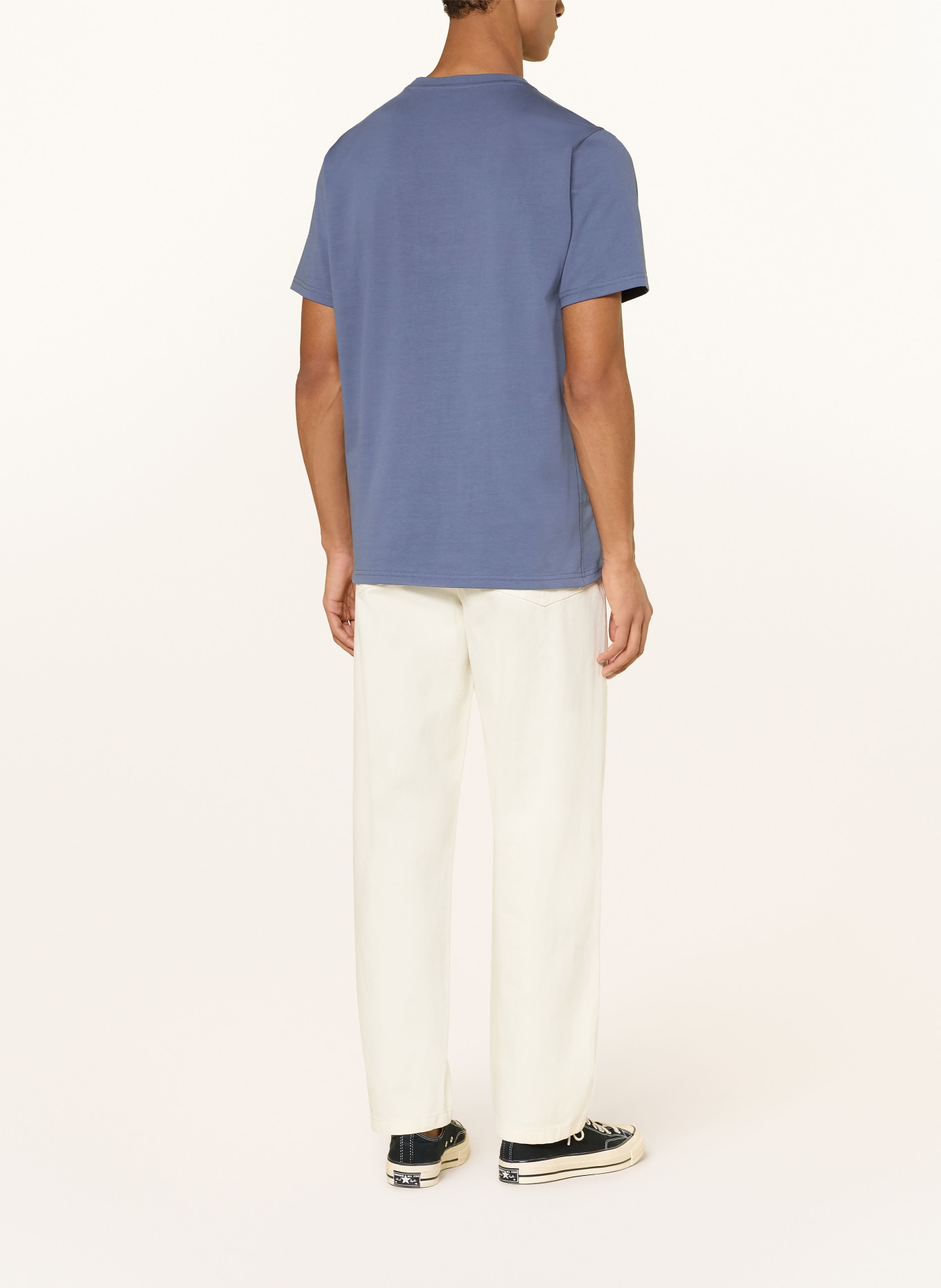 KnowledgeCotton Apparel T-shirt: BLAUW / COGNAC / DONKERGEEL