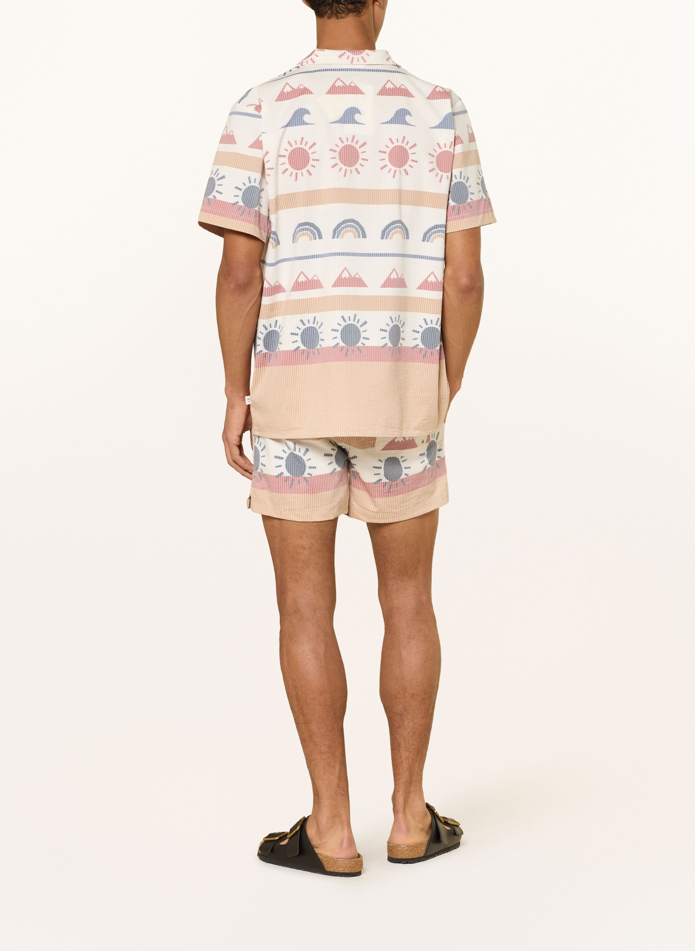 KnowledgeCotton Apparel Resorthemd Comfort Fit: BEIGE / HELLROT / BLAU