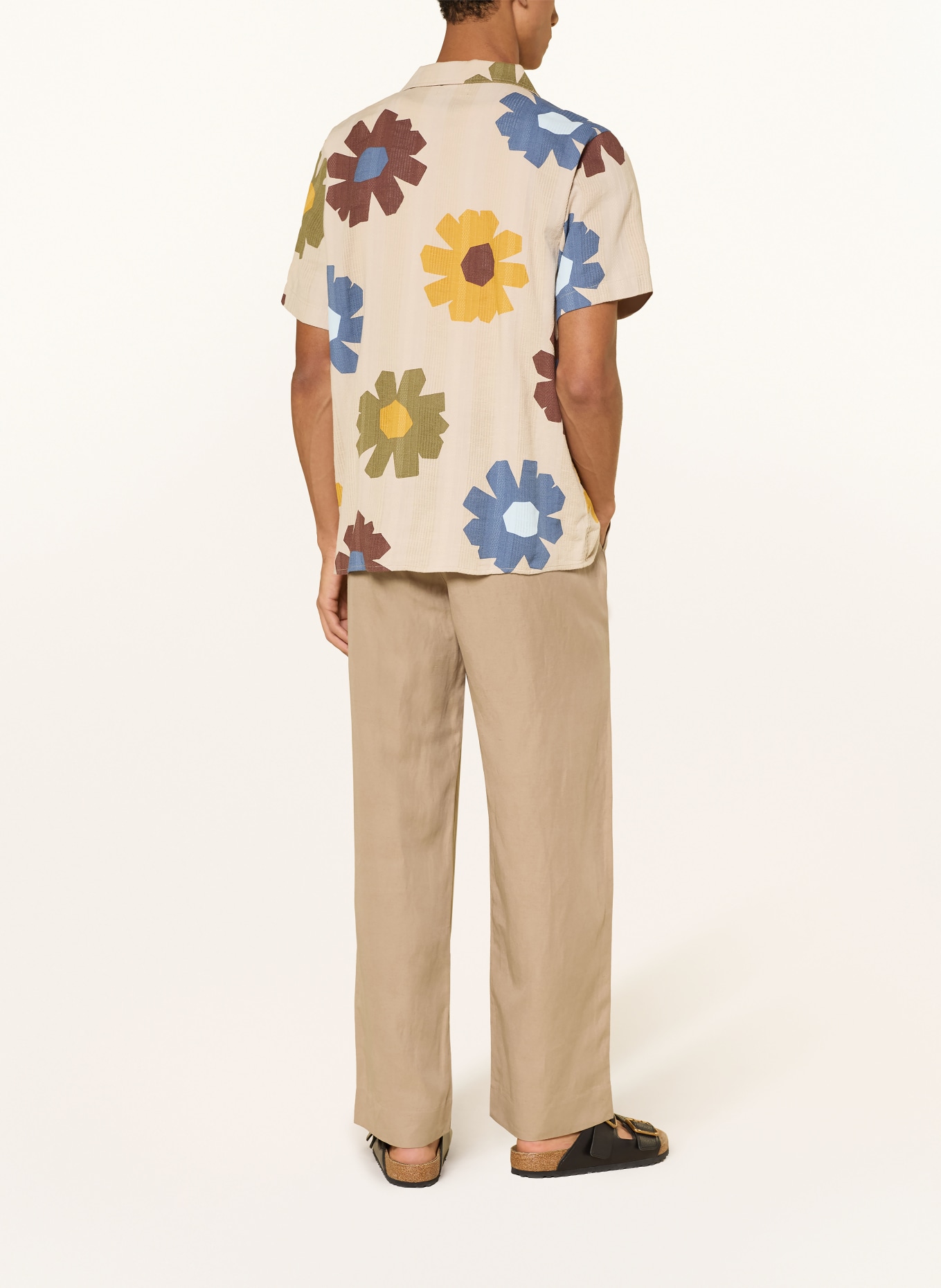 KnowledgeCotton Apparel Overhemd met korte mouwen, Comfort Fit: BEIGE / BRUIN / GEEL