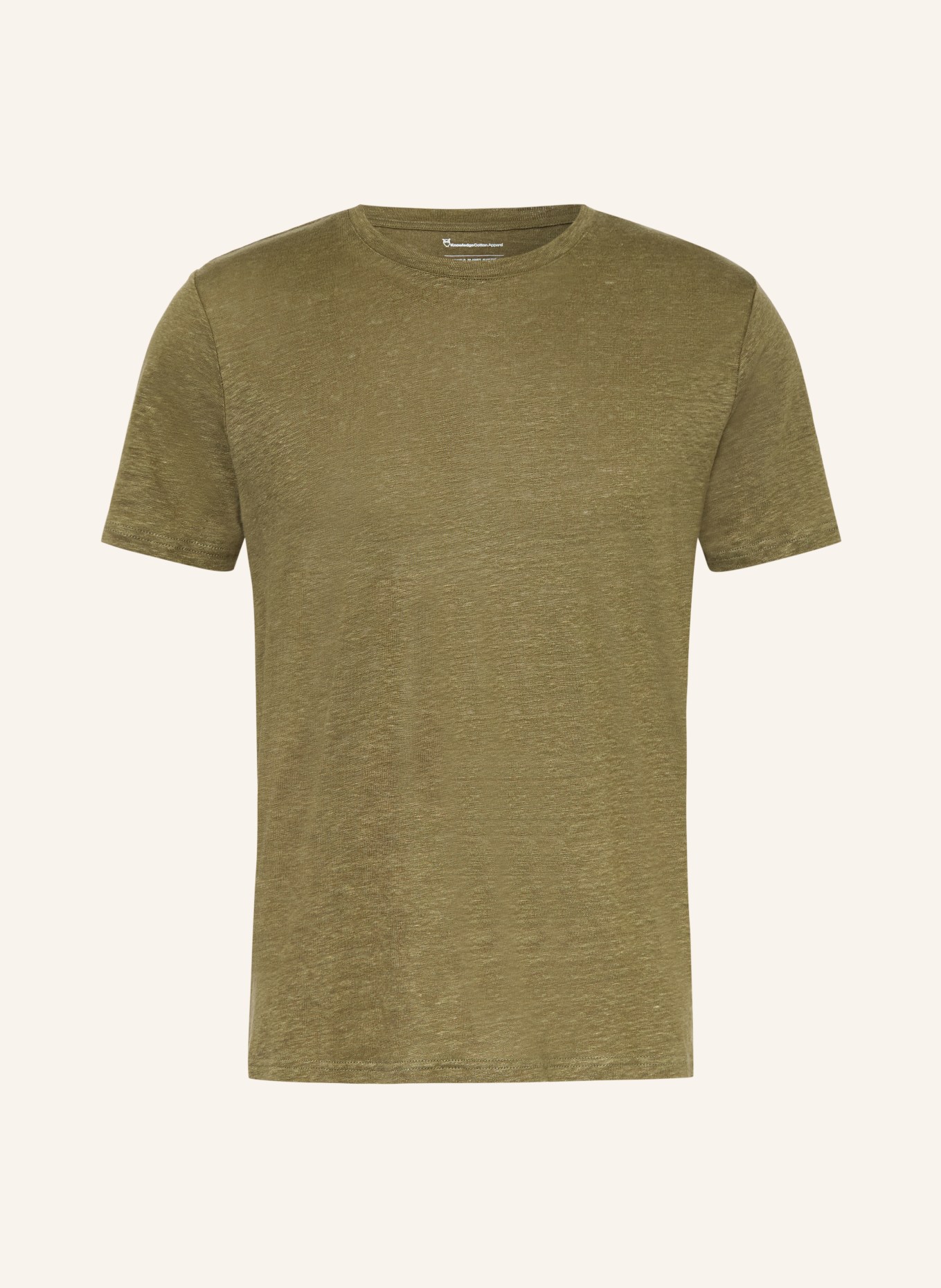 KnowledgeCotton Apparel Linen T-shirt: OLIVE