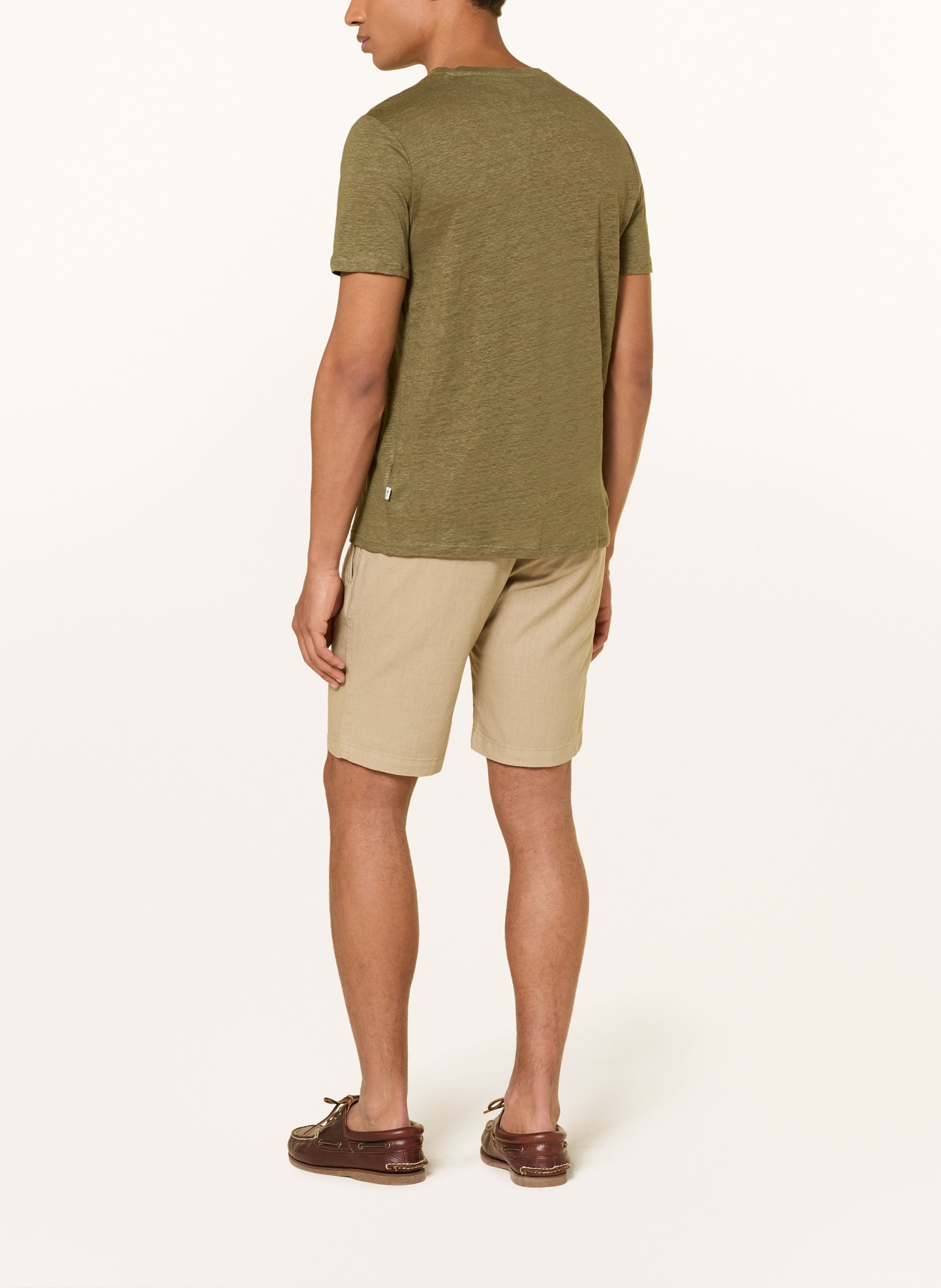 KnowledgeCotton Apparel Linen T-shirt: OLIVE