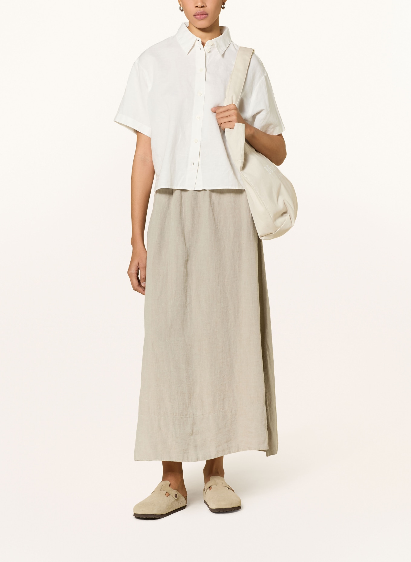 KnowledgeCotton Apparel Linnen rok: BEIGE