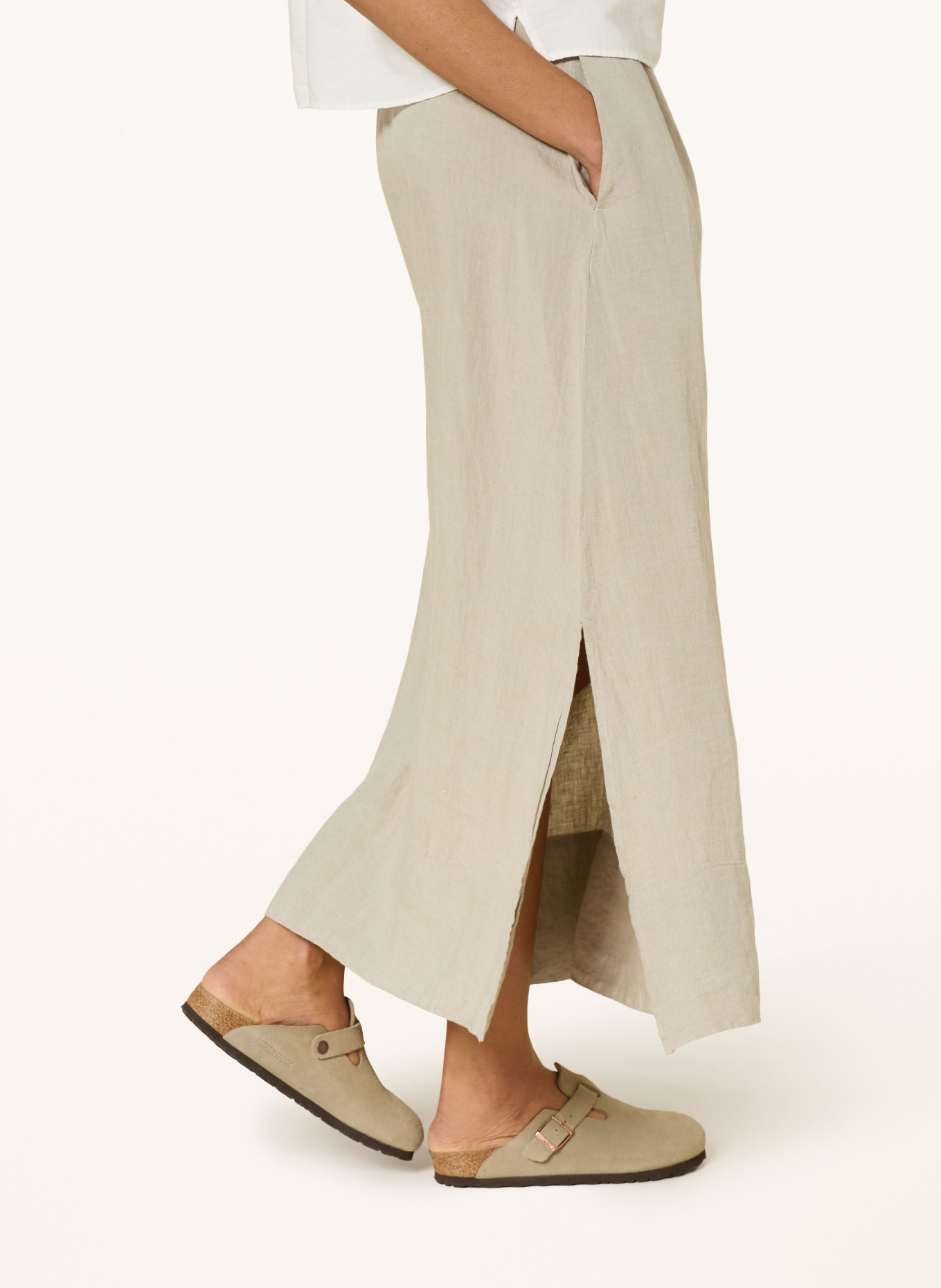 KnowledgeCotton Apparel Linnen rok: BEIGE