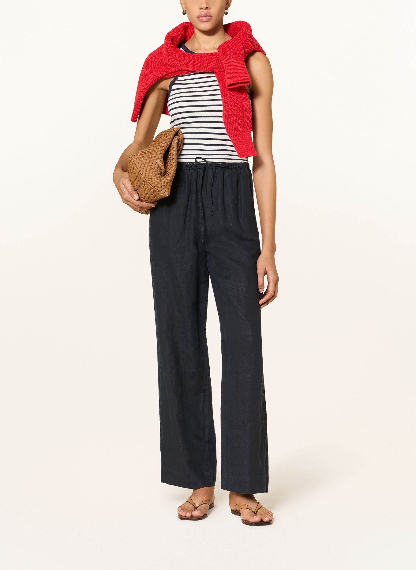 KnowledgeCotton Apparel Koszulka bez rękawów RACER: BIAŁY / GRANATOWY