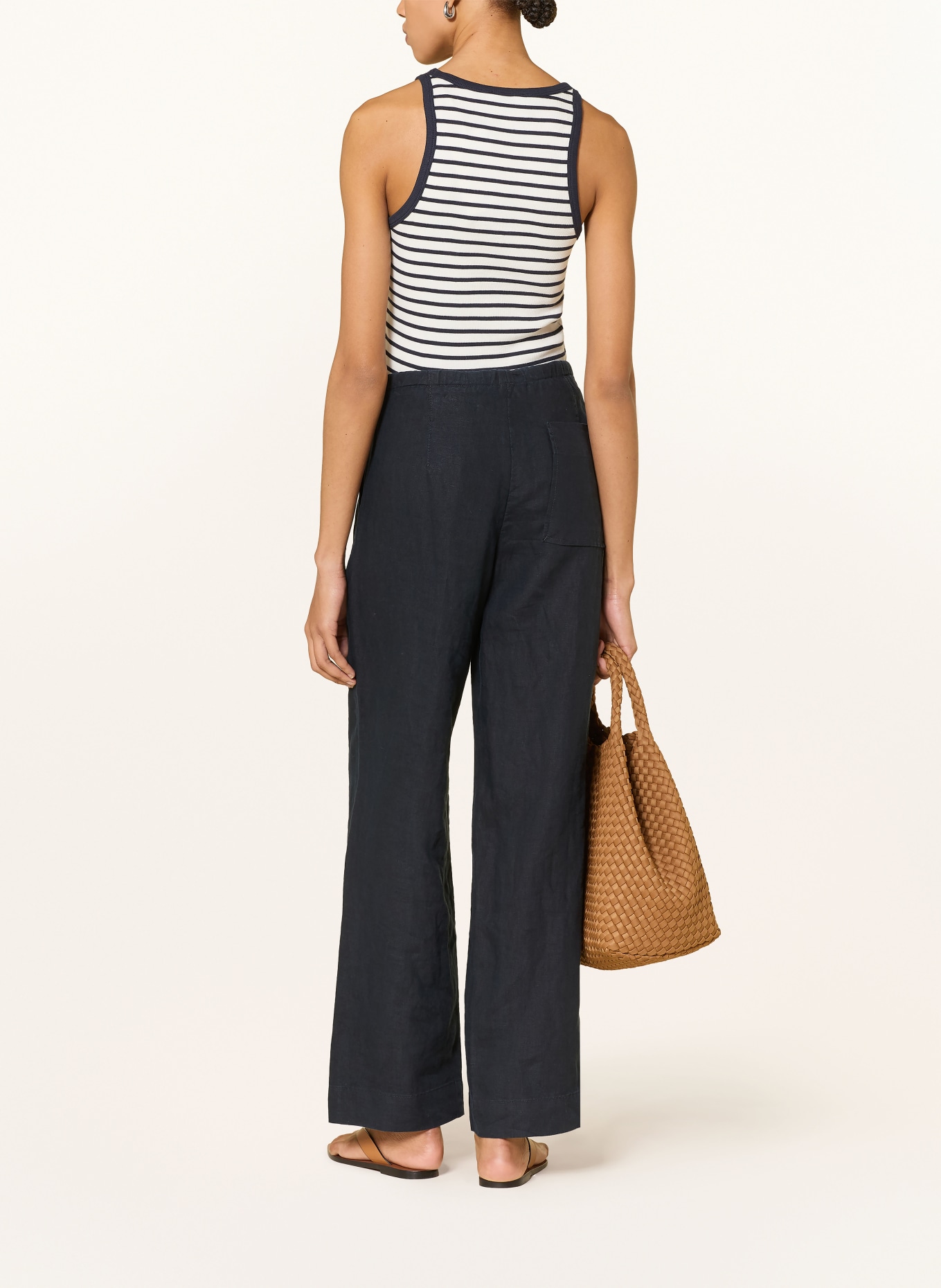 KnowledgeCotton Apparel Koszulka bez rękawów RACER: BIAŁY / GRANATOWY