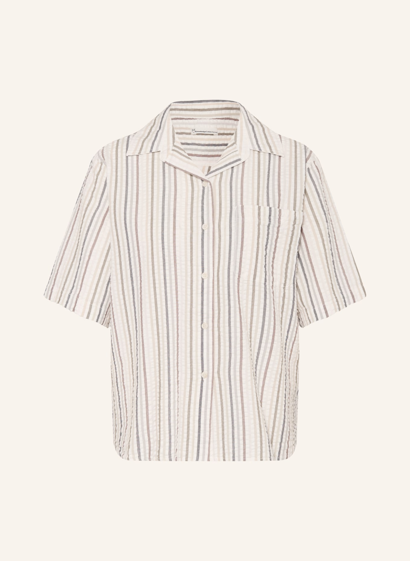 KnowledgeCotton Apparel blouse: ECRU / KAKI / DONKERBLAUW