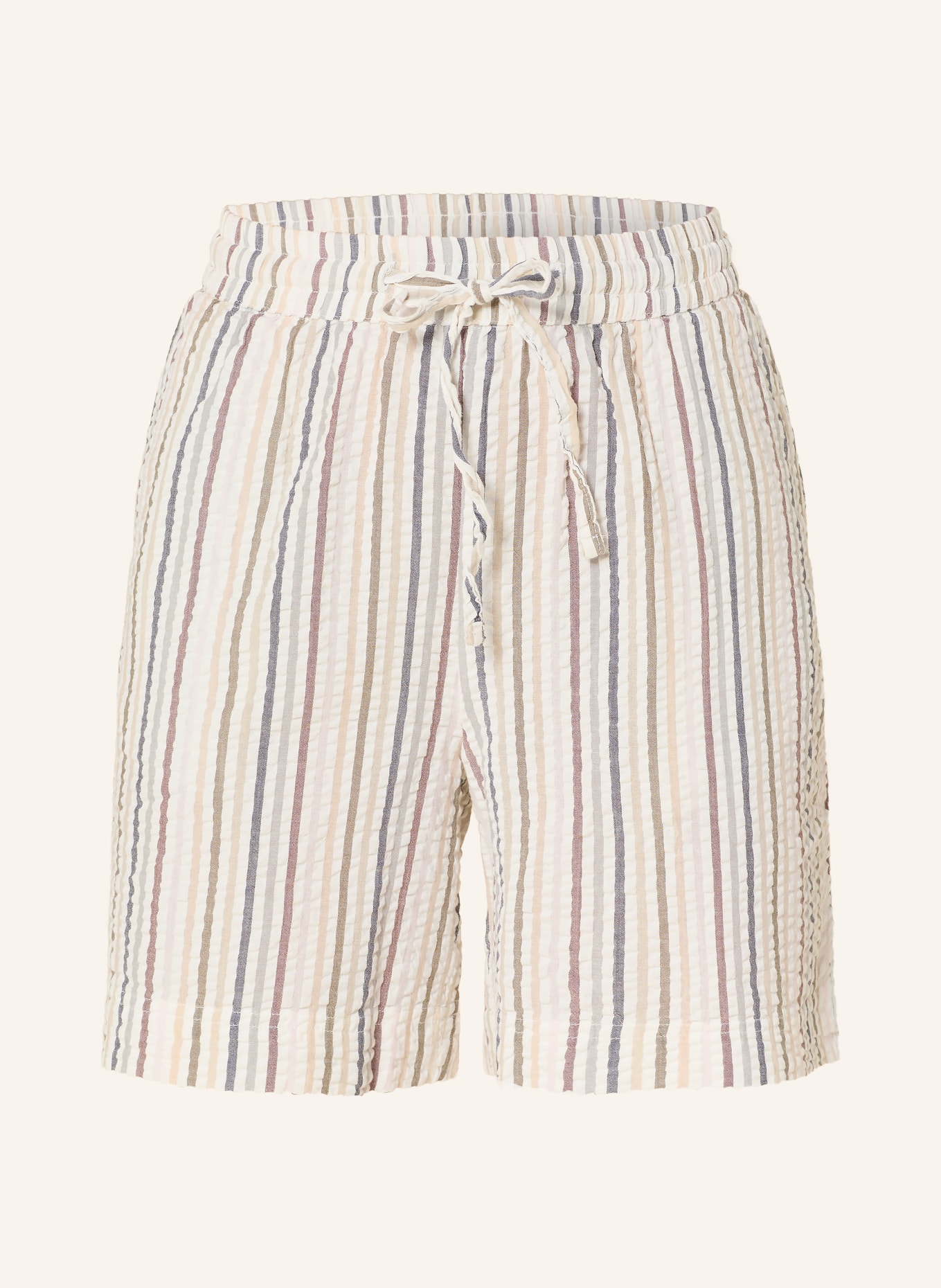 KnowledgeCotton Apparel Korte broek POSEY: ECRU / KAKI / DONKERBLAUW