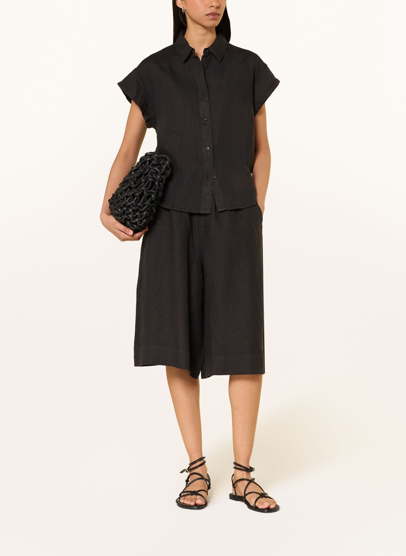 KnowledgeCotton Apparel Leinen-Culotte EVE: SCHWARZ