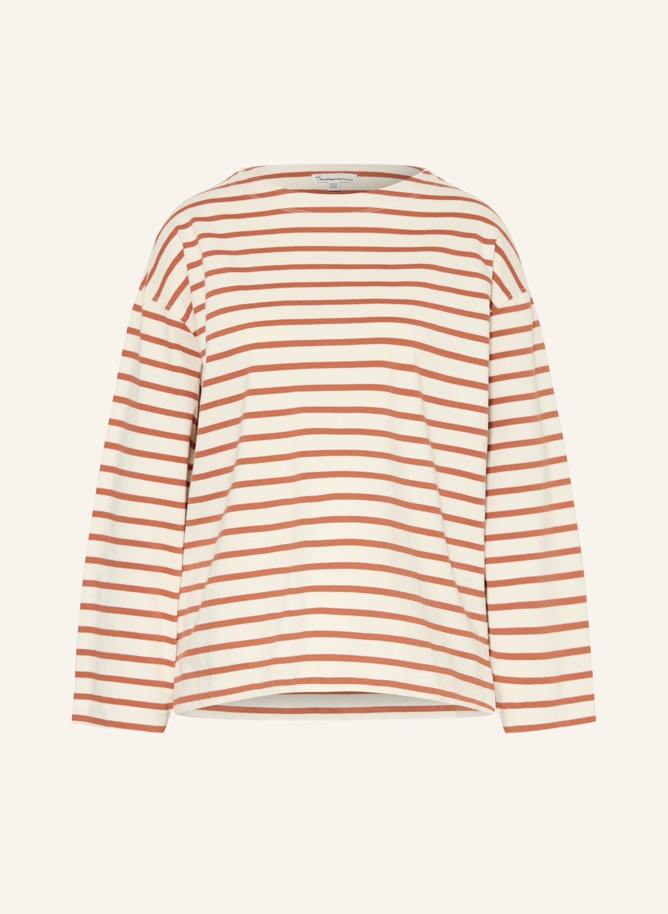 KnowledgeCotton Apparel Long-sleeve shirt: CREAM / DARK ORANGE