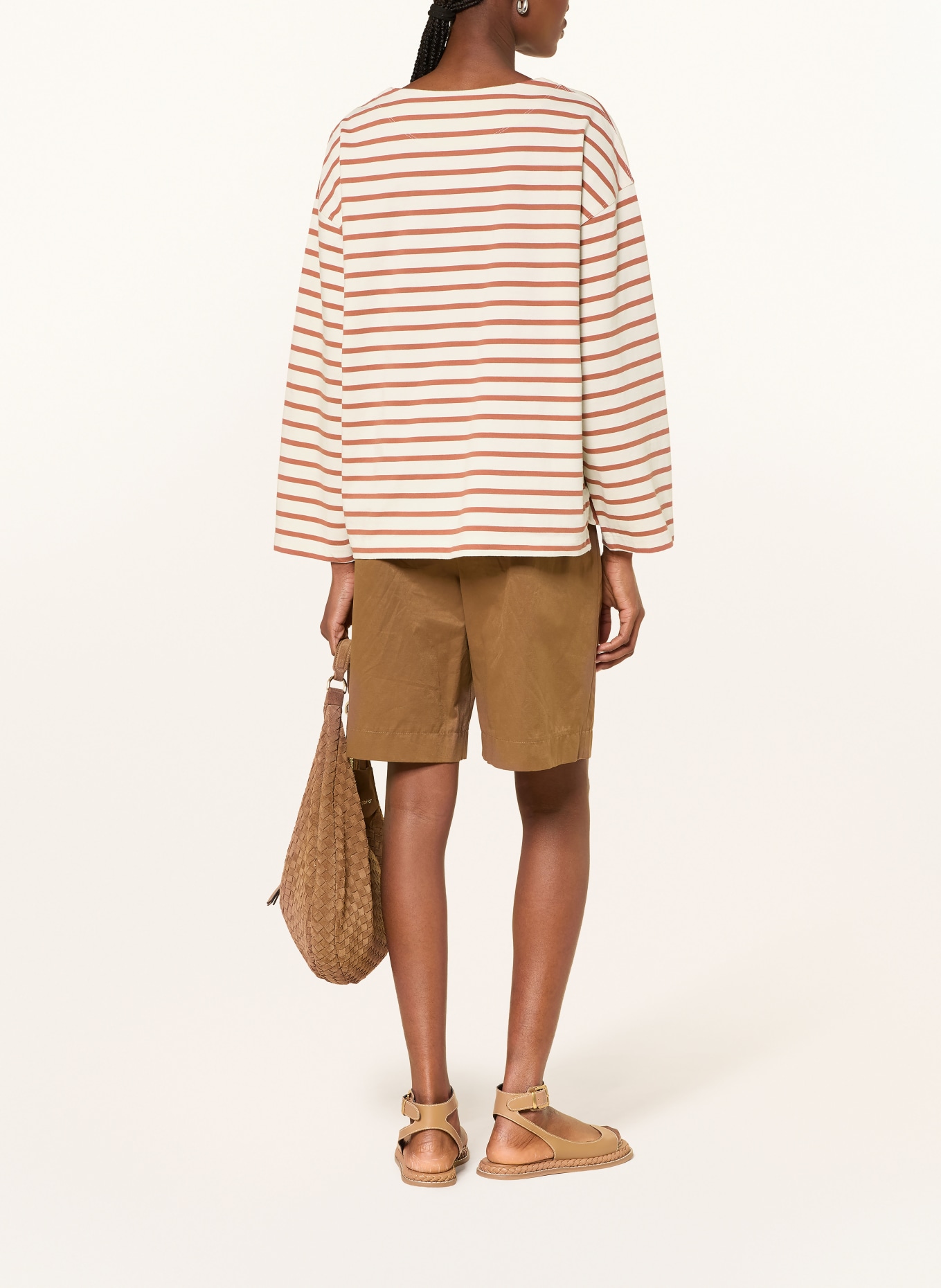 KnowledgeCotton Apparel Long-sleeve shirt: CREAM / DARK ORANGE